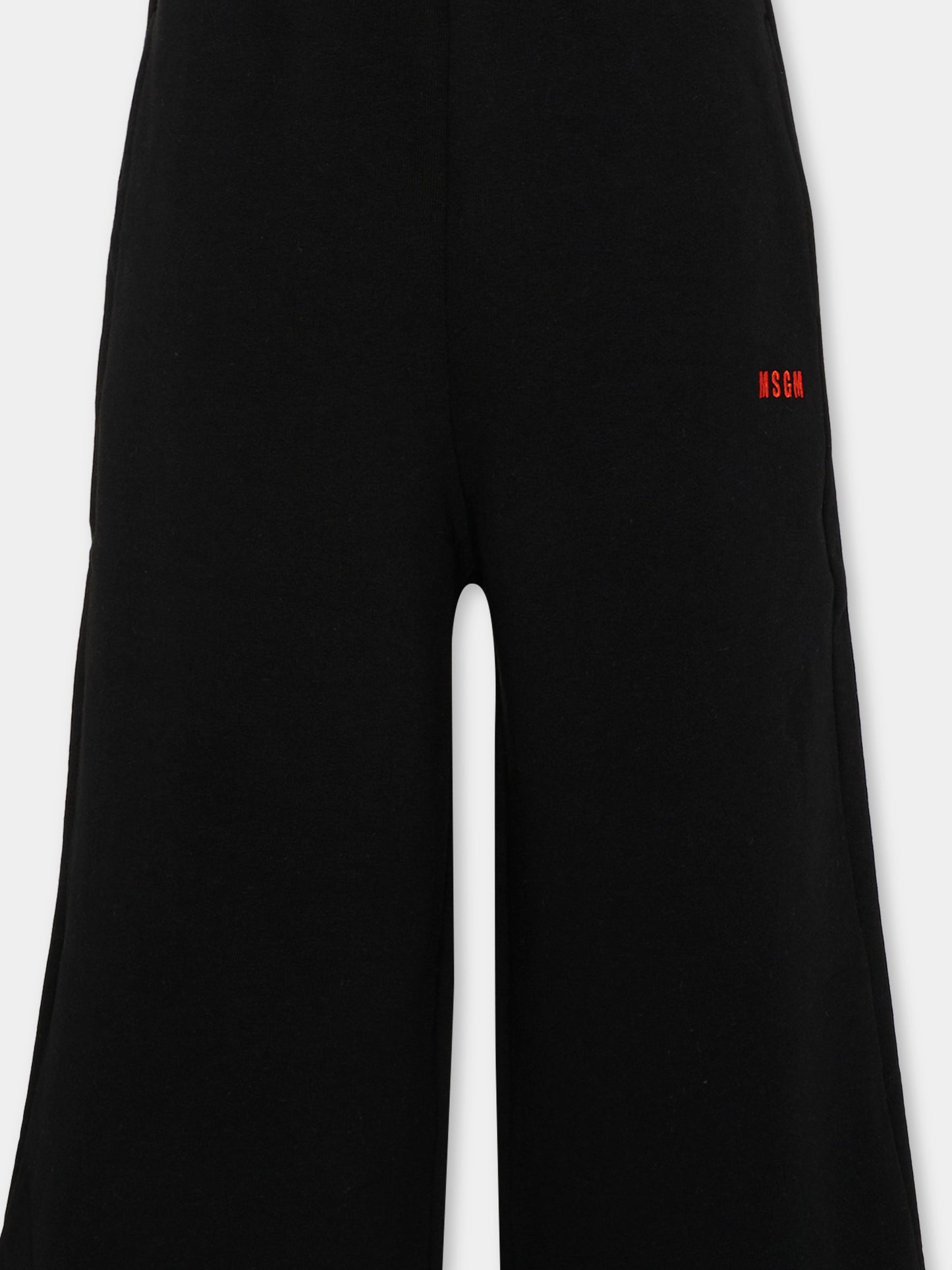 Pantalone sportivo nero per bambina con logo,Msgm Kids,S6MSJGFP280 110