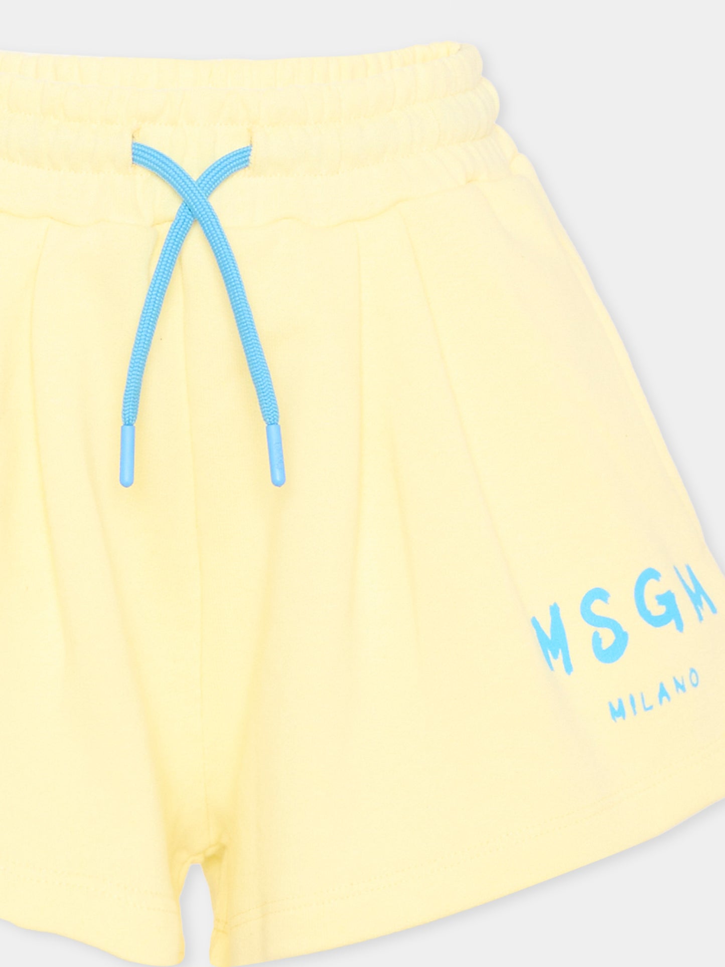 Shorts sportivi giallo per bambina con logo