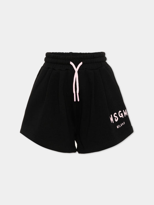 Shorts sportivi neri per bambina con logo,Msgm Kids,S6MSJGSH066 110/88