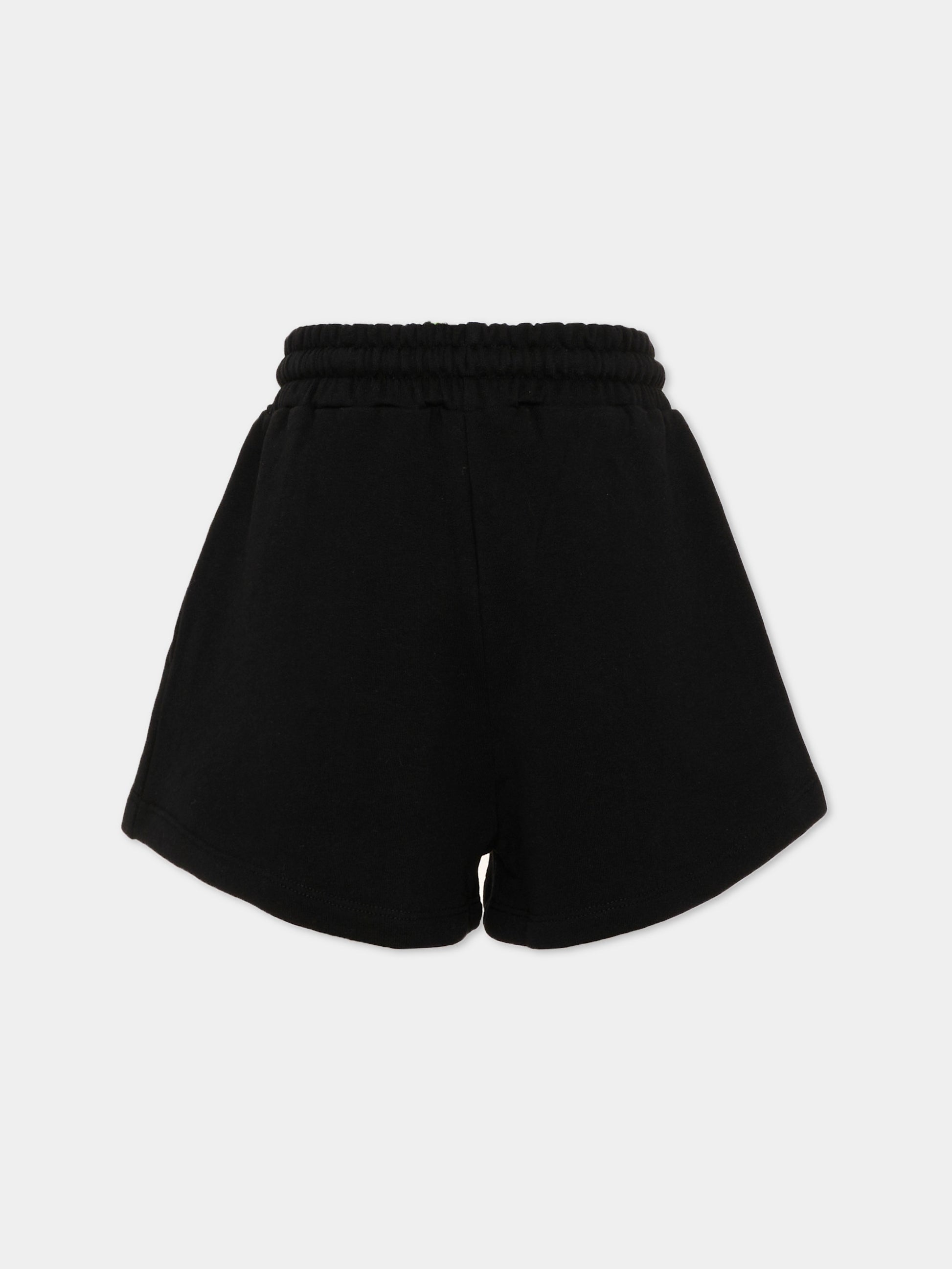 Shorts sportivi neri per bambina con logo,Msgm Kids,S6MSJGSH066 110/88