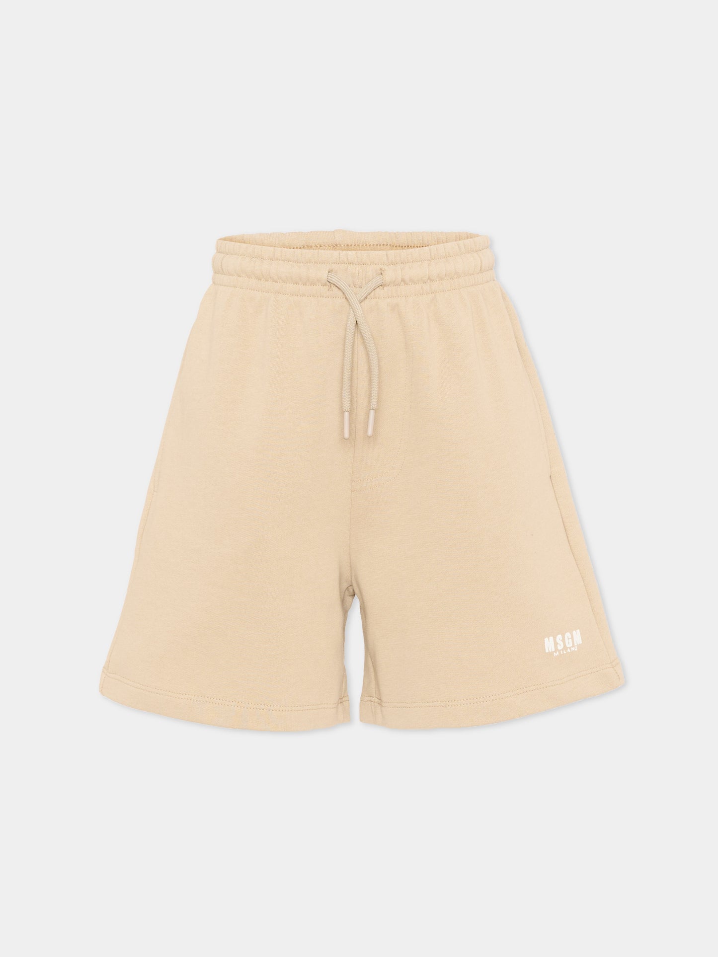 Shorts sportivi beige per bambini con logo