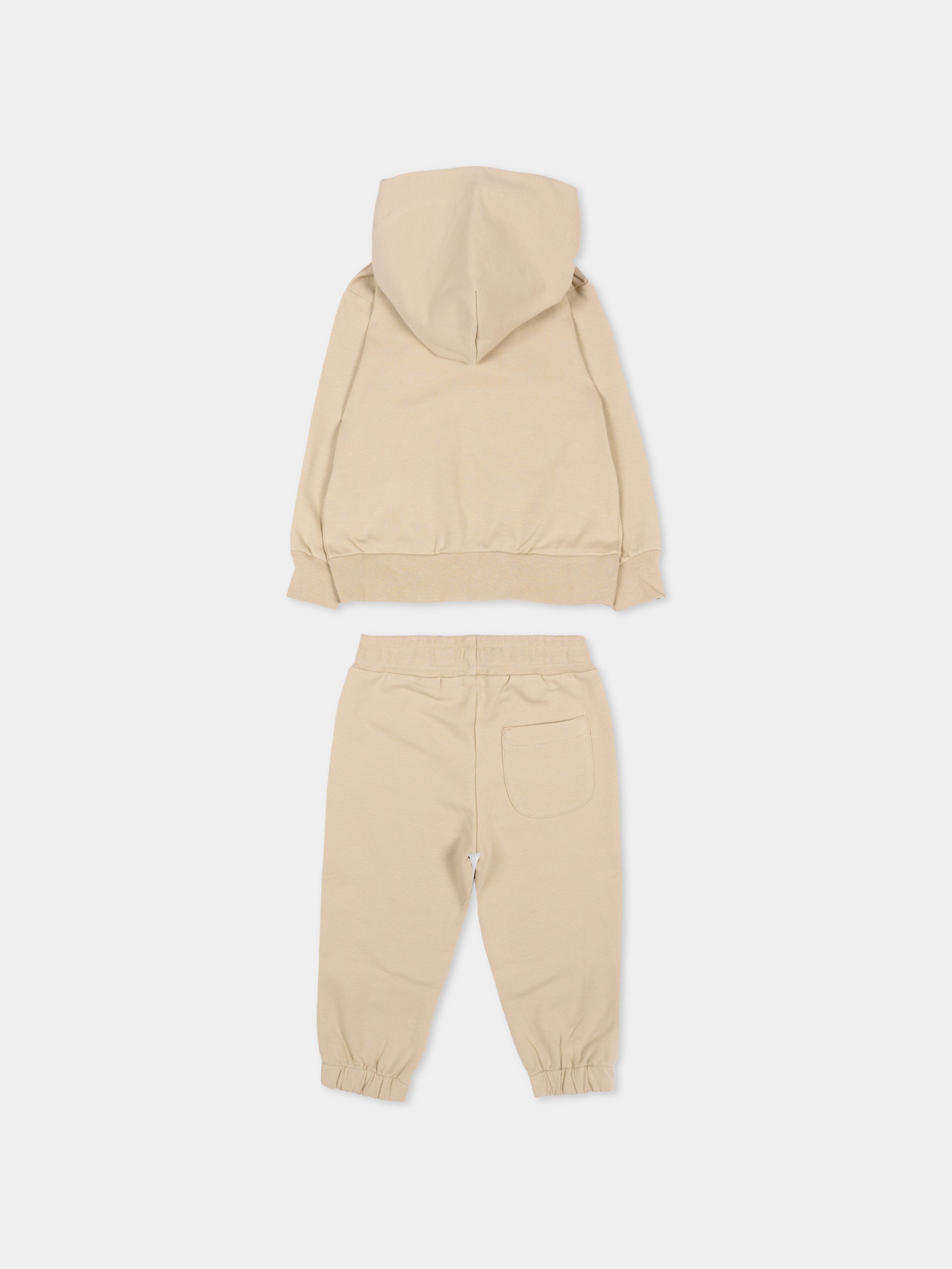 Completo sportivo beige per neonati con logo,Msgm Kids,S6MSUNSF265 092