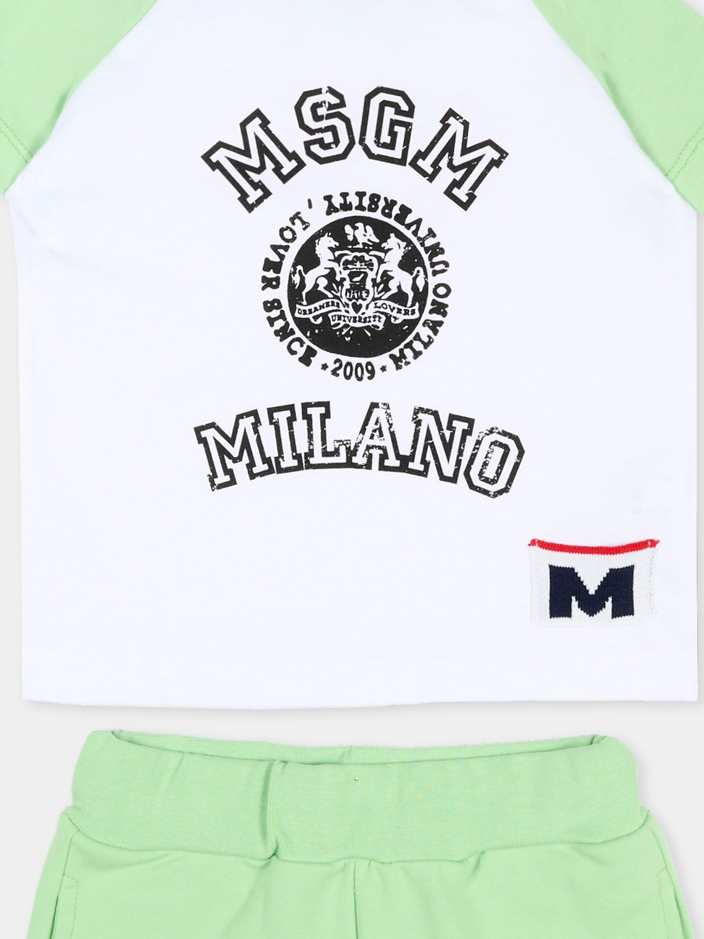 Completo sportivo verde per neonati con logo,Msgm Kids,S6MSUNTR261 MS077