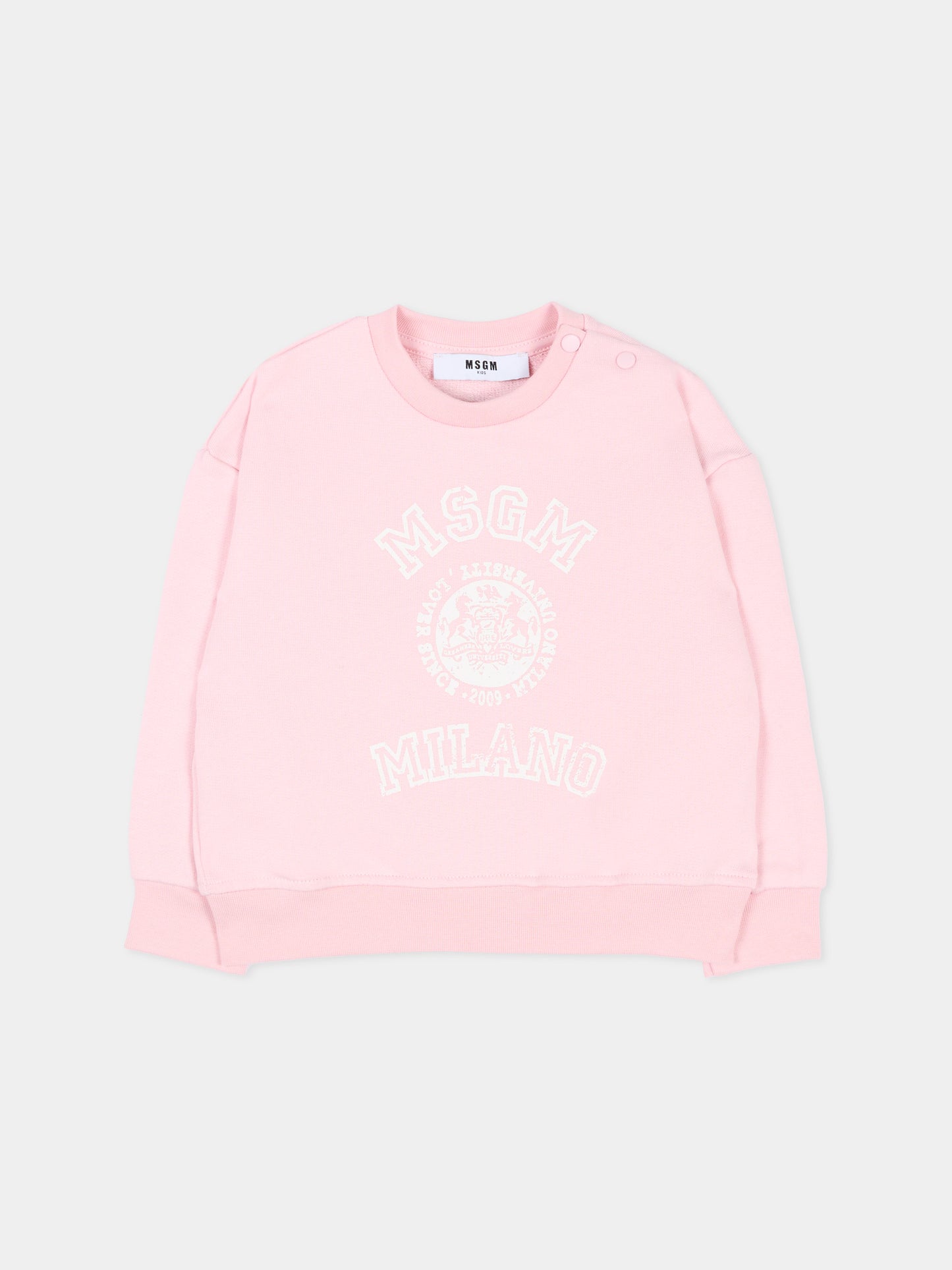 Felpa rosa per neonata con logo,Msgm Kids,S6MSUNSW267 MS076