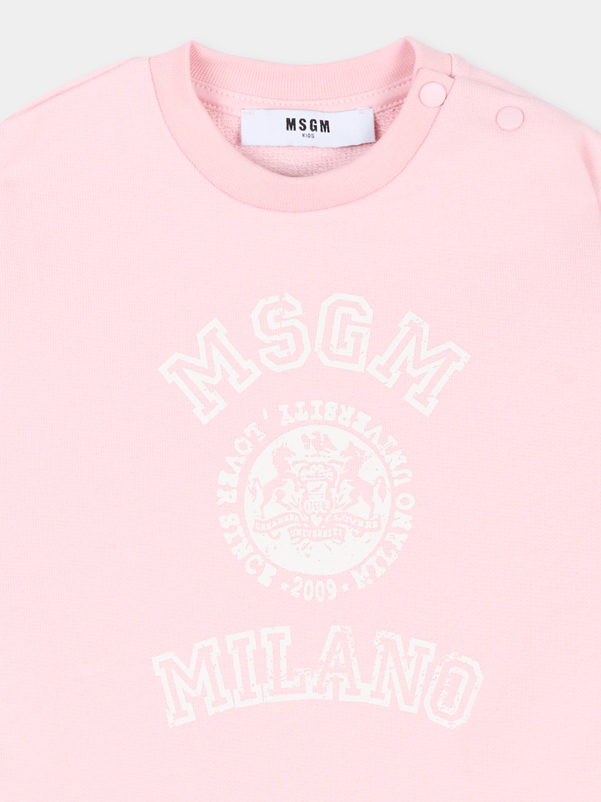 Felpa rosa per neonata con logo,Msgm Kids,S6MSUNSW267 MS076