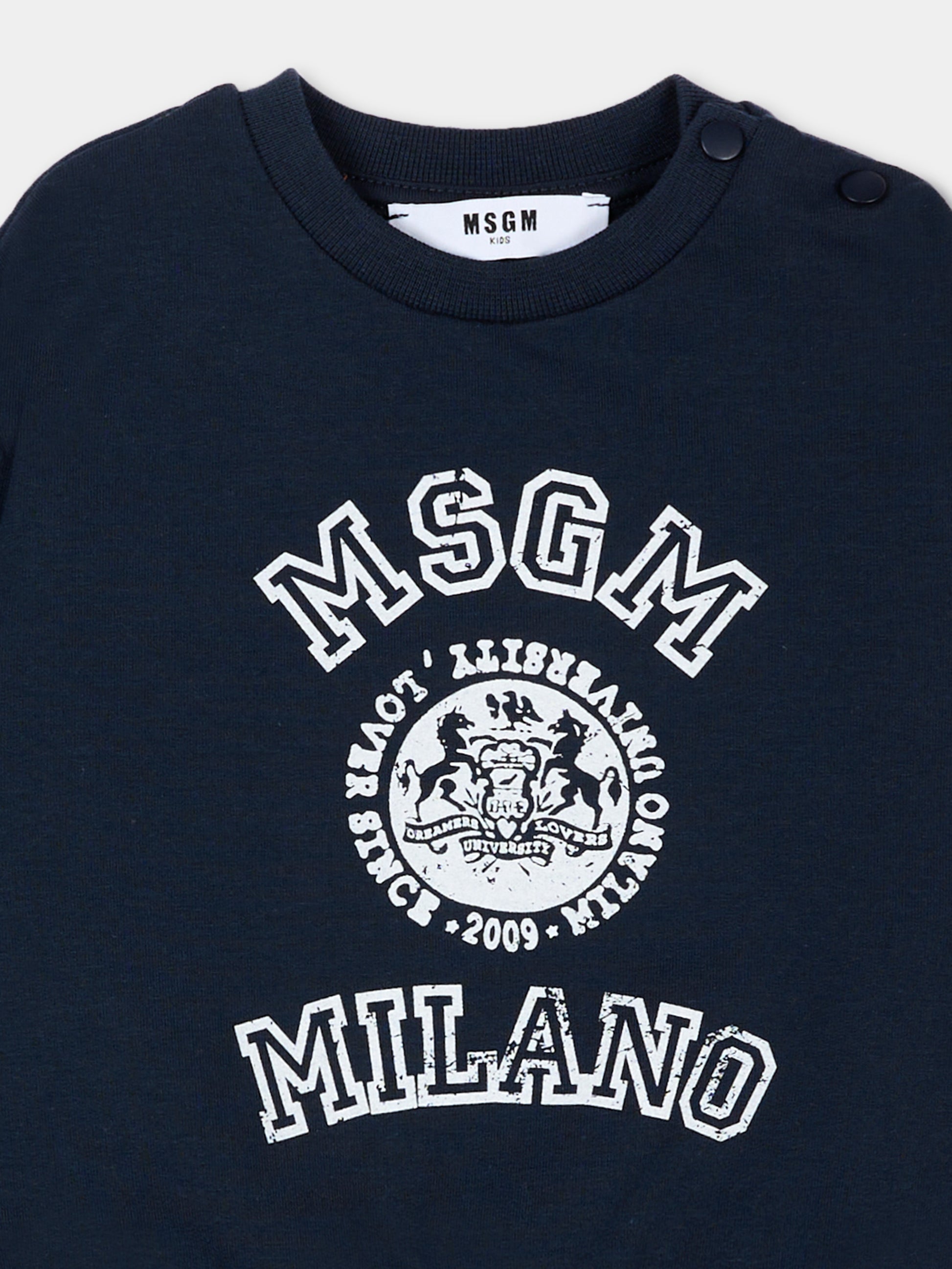 Felpa blu per neonati con logo,Msgm Kids,S6MSUNSW267 MS072