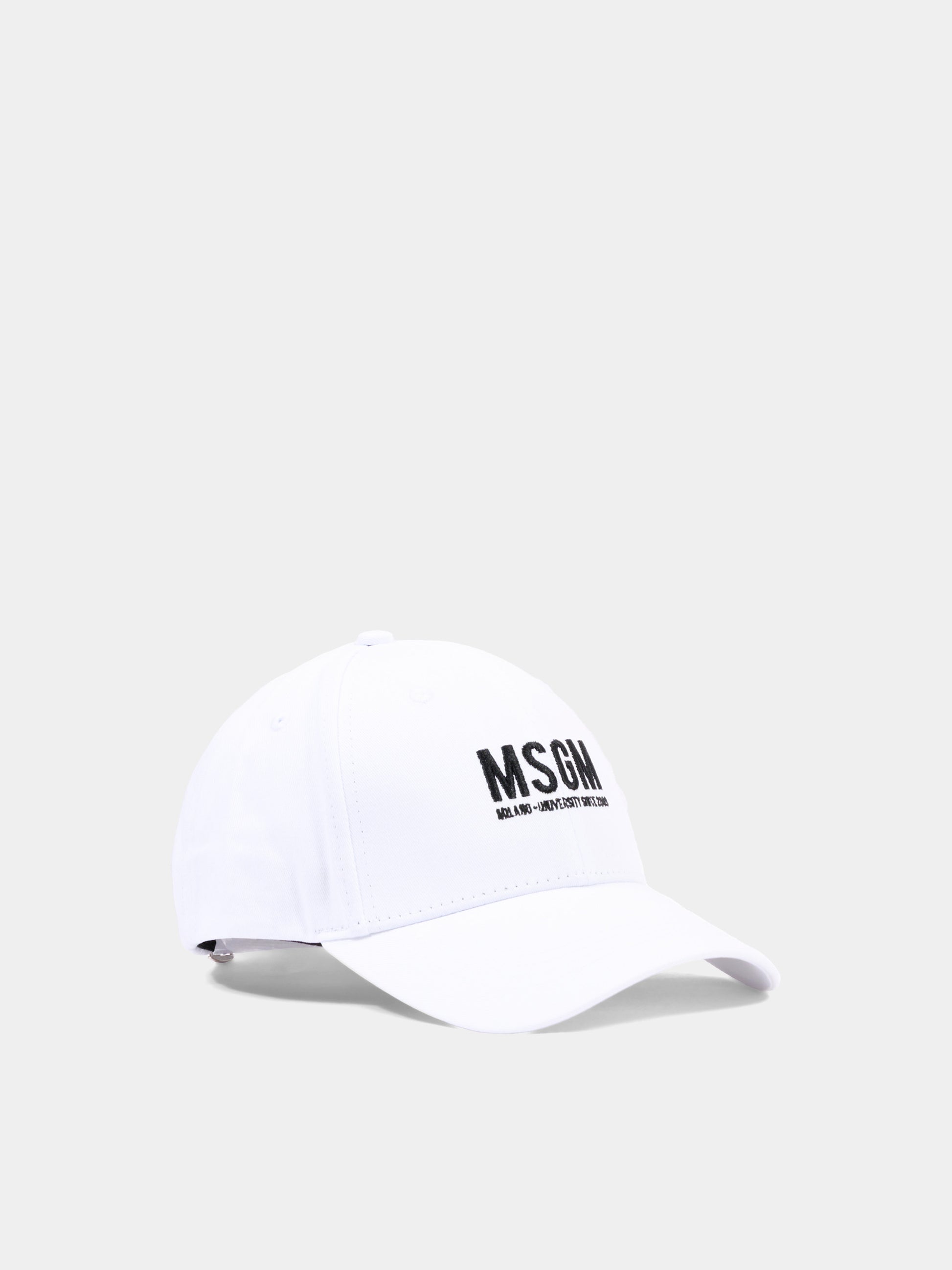 Cappello con visiera bianco per bambini con logo,Msgm Kids,S6MSJUBC019 001