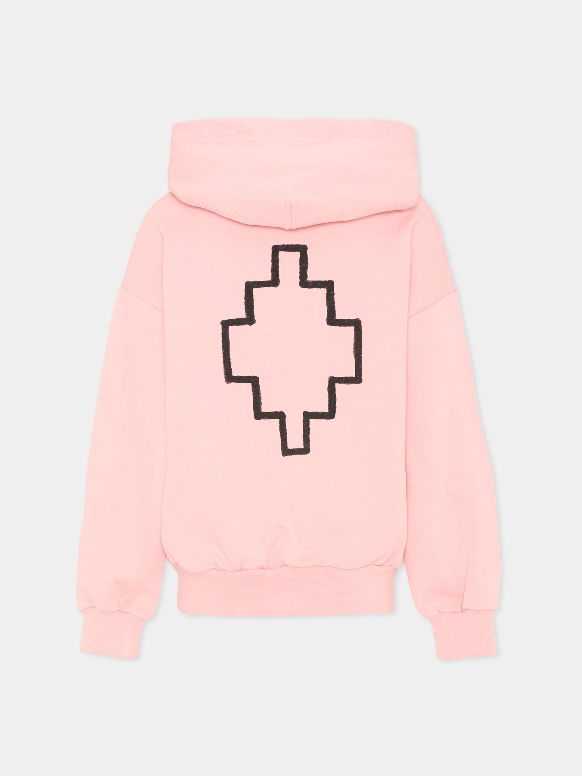 Felpa rosa con cappuccio per bambina con logo,County Of Milan Kids,F5CMJGHS095 BW008