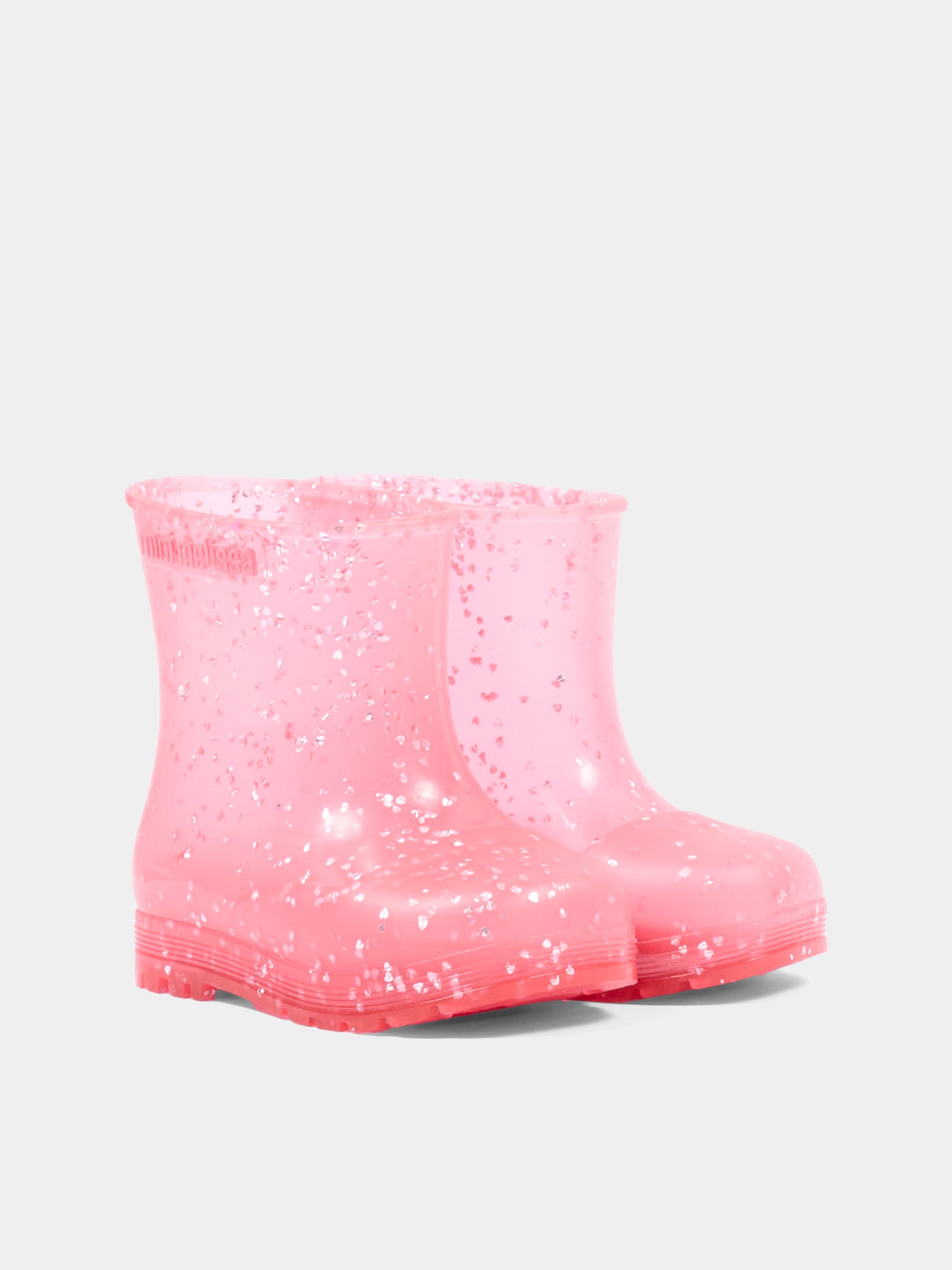 Stivali da pioggia rosa per bambina con glitter,Mini Melissa,38072 BW132 06411
