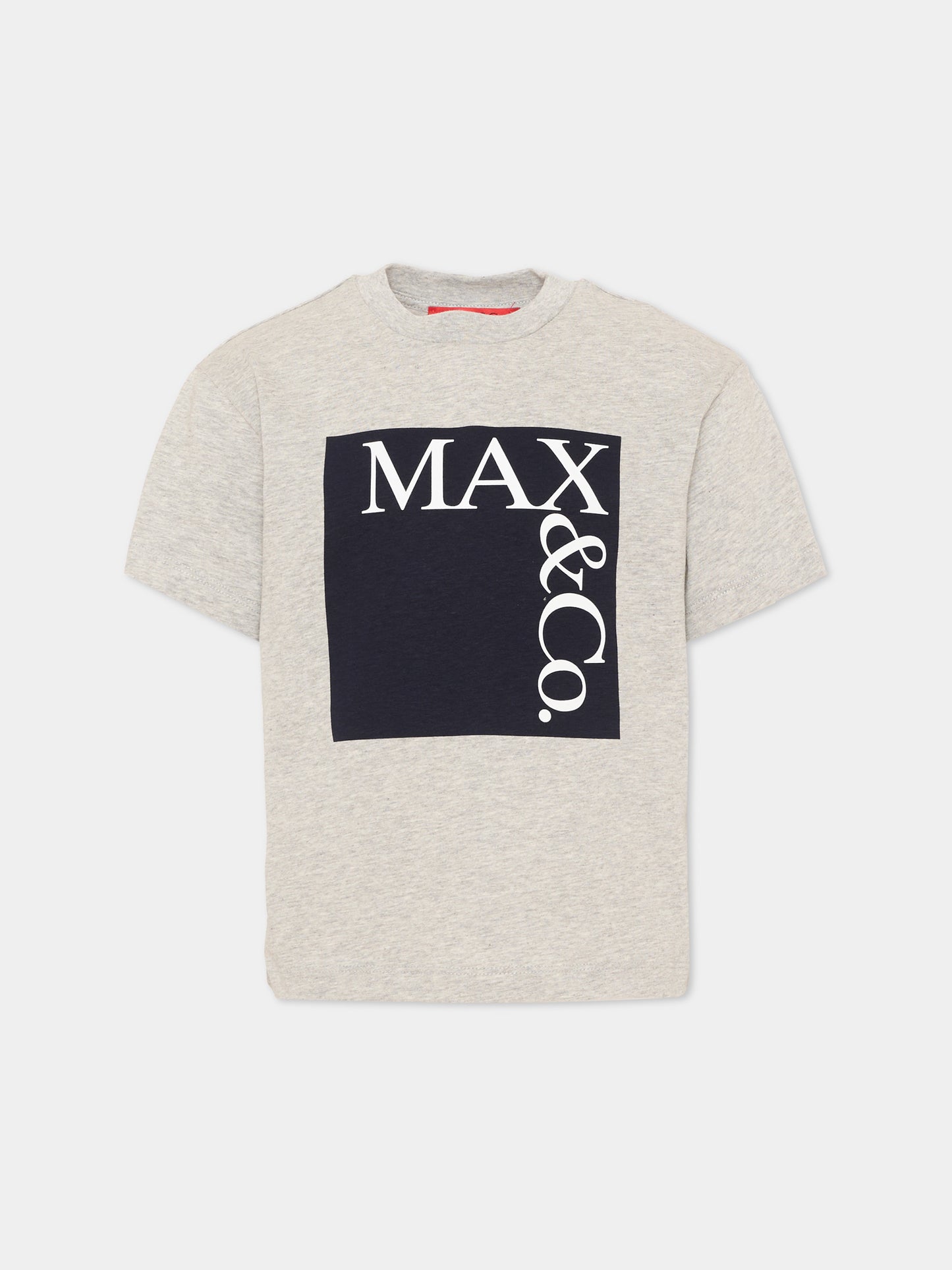 T-Shirt grigia per bambina con logo,Max&co,MX0005 MX00P MX901