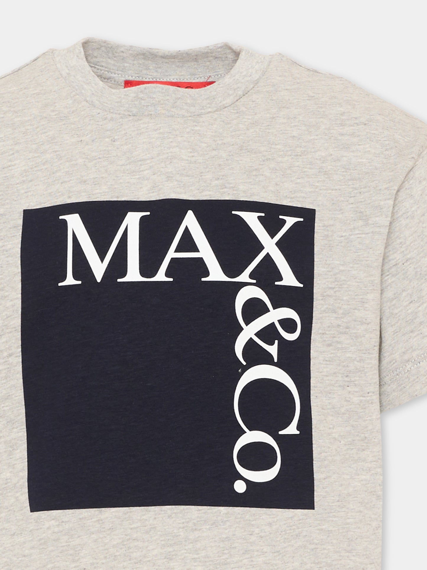 T-Shirt grigia per bambina con logo,Max&co,MX0005 MX00P MX901