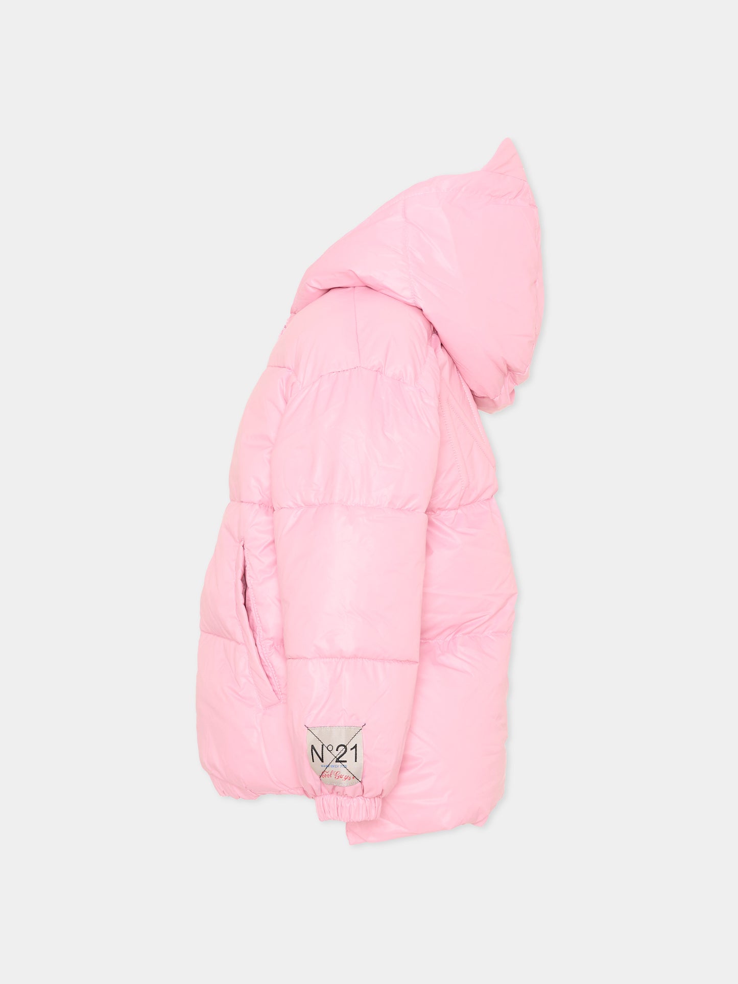 Piumino rosa per bambina con logo,N°21 Kids,N2104X N0002 0N319