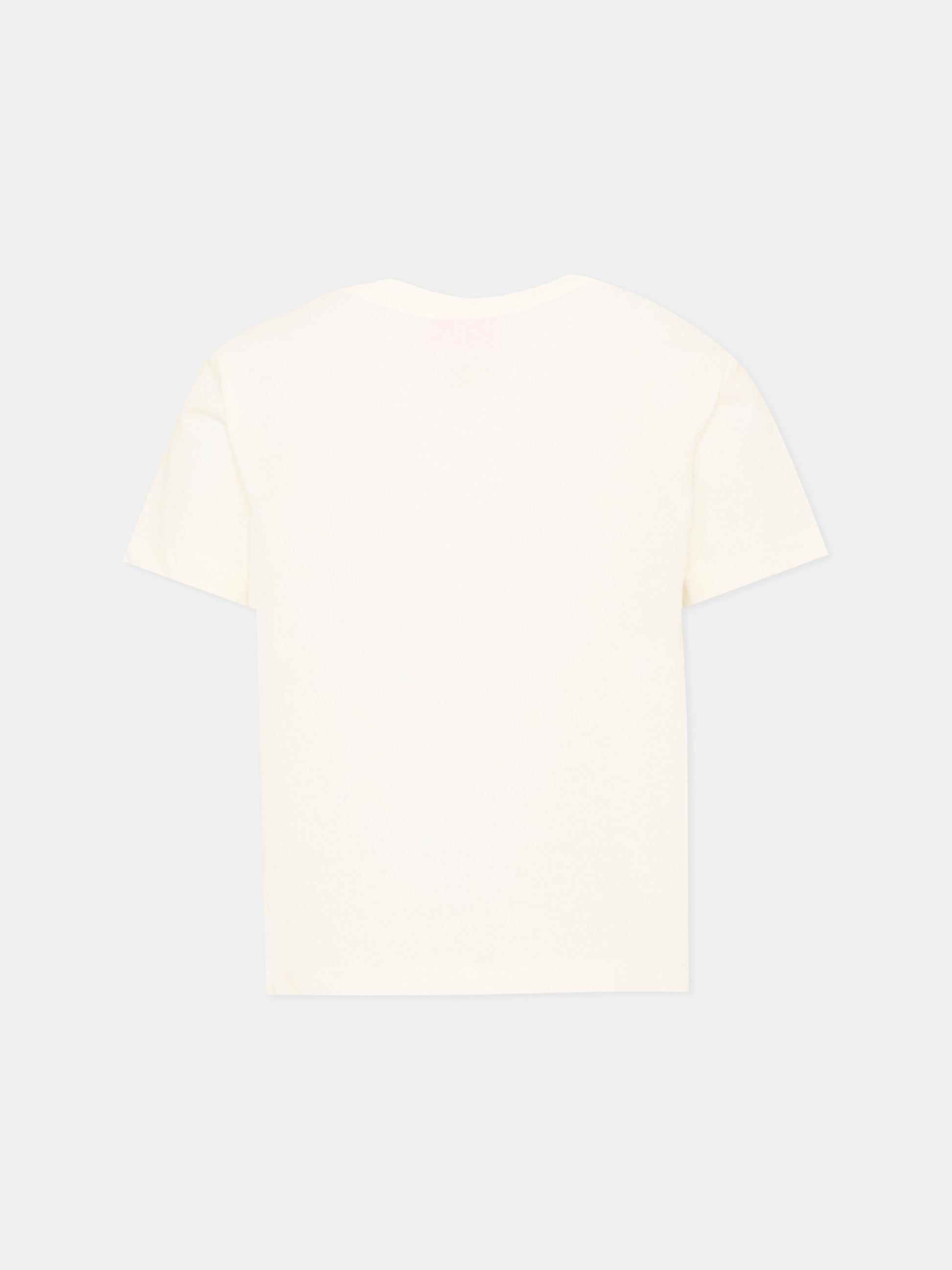 T-Shirt avorio per bambina con logo,Diesel,J02387 0GRAM K141