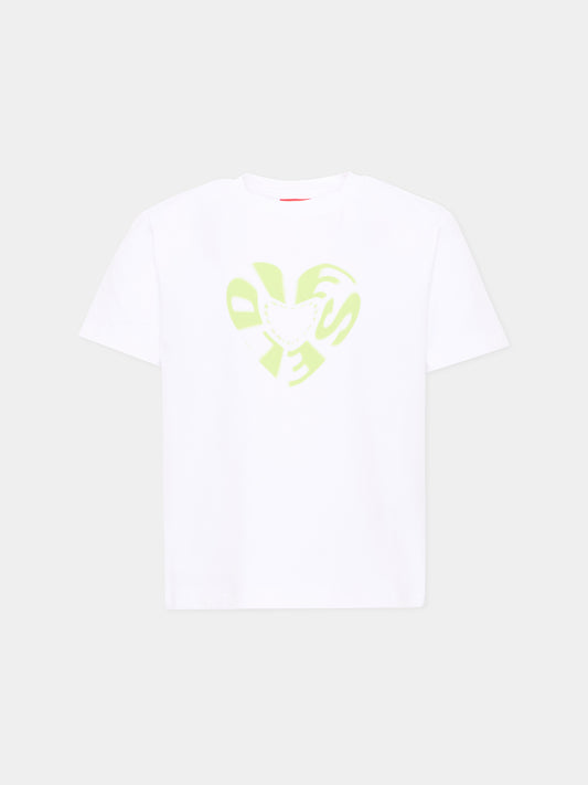 T-Shirt bianca per bambina con logo,Diesel,J02450 0AFAA K100