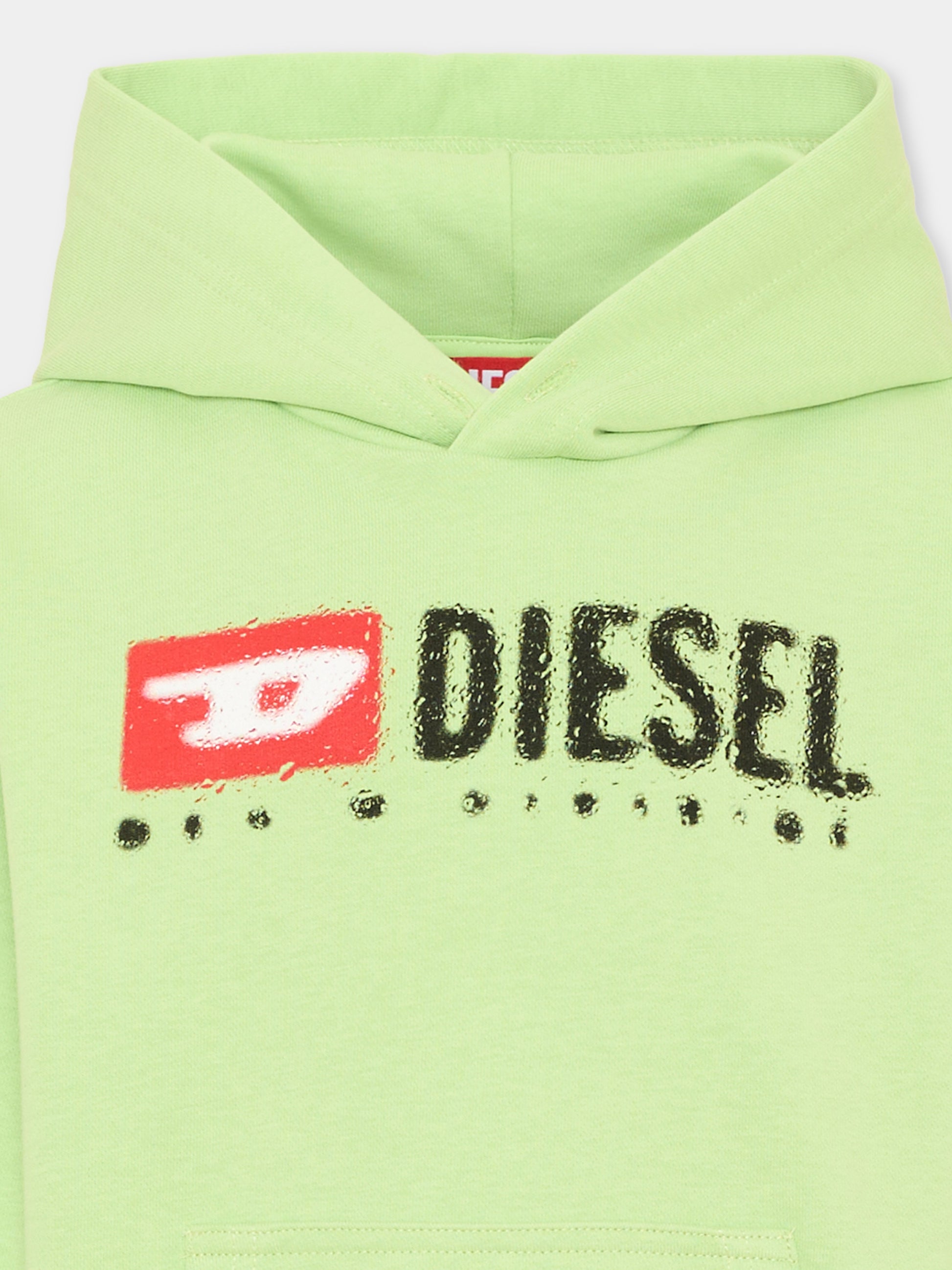 Felpa verde per bambino con logo,Diesel,J02485 KYAZ3 K504