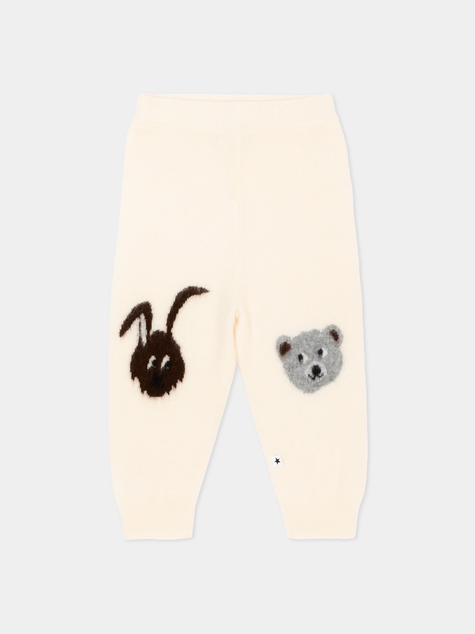 Pantaloni sportivi avorio  Sol per neonati con coniglio e orsetto,Molo,6W26I222 5775