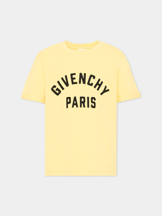 T-shirt gialla per bambini con logo,Givenchy Kids,H31109 524