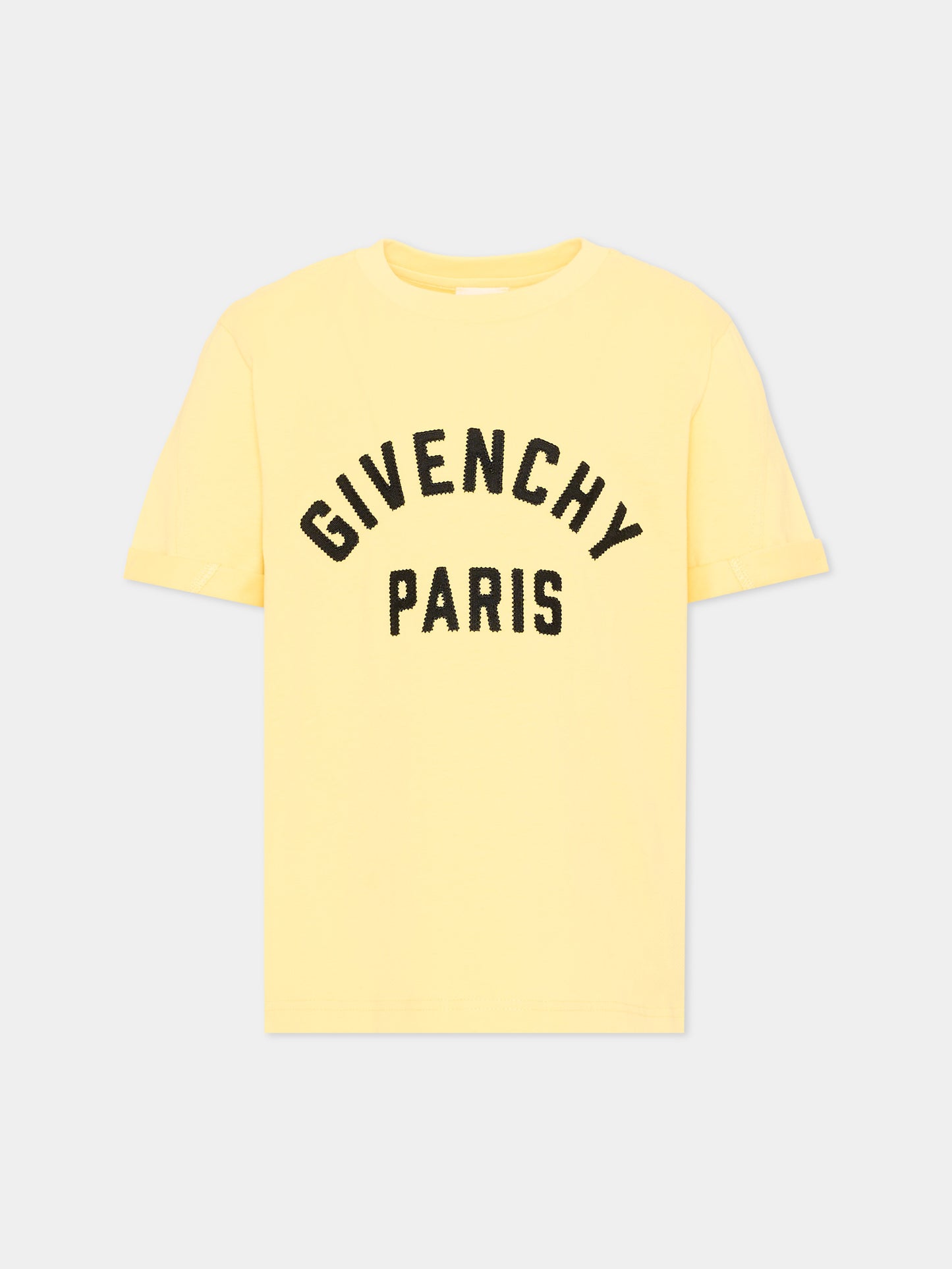 T-shirt gialla per bambini con logo,Givenchy Kids,H31109 524