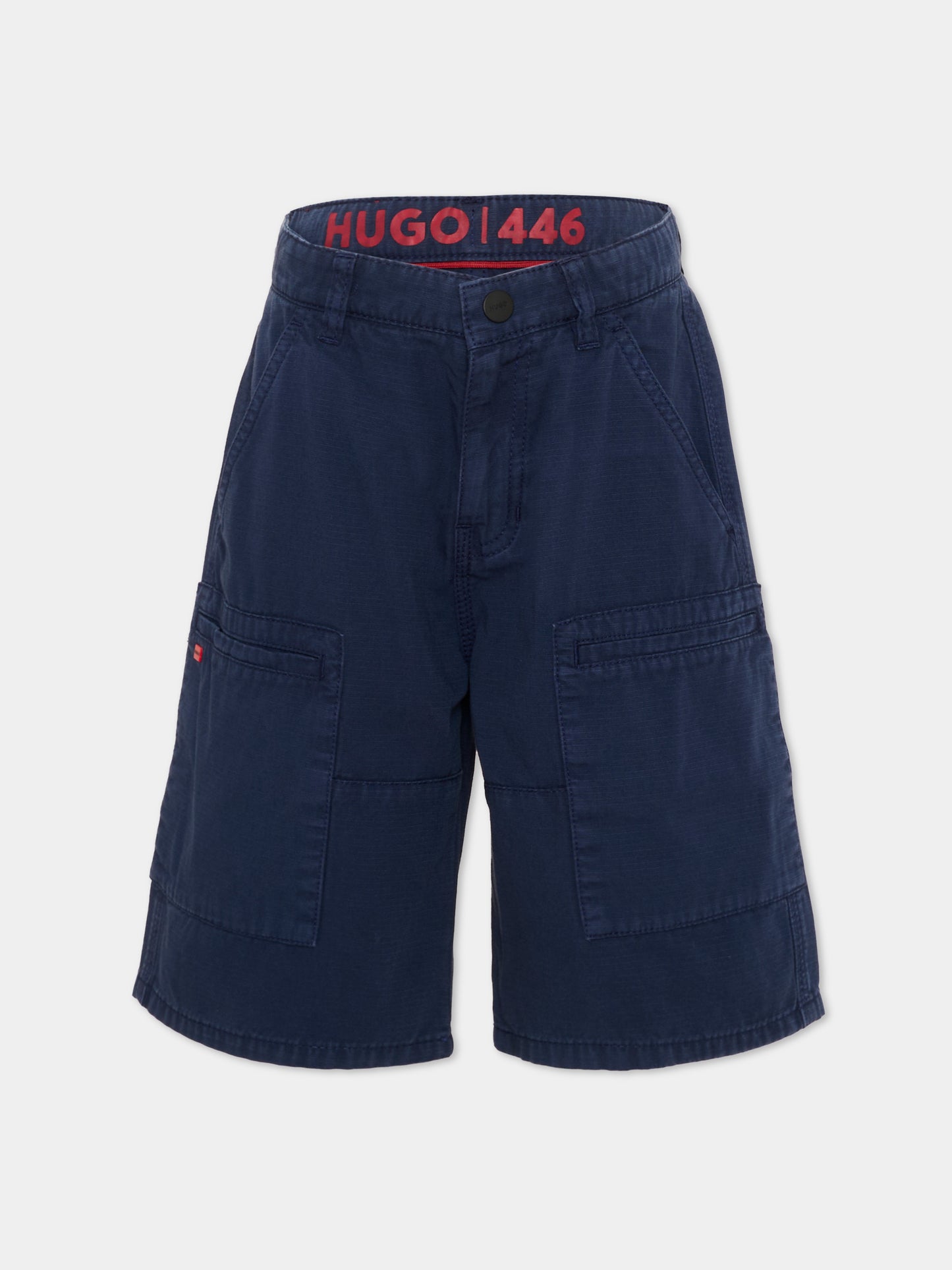 Shorts blu per bambino con patch logo,Hugo,G01002 85C