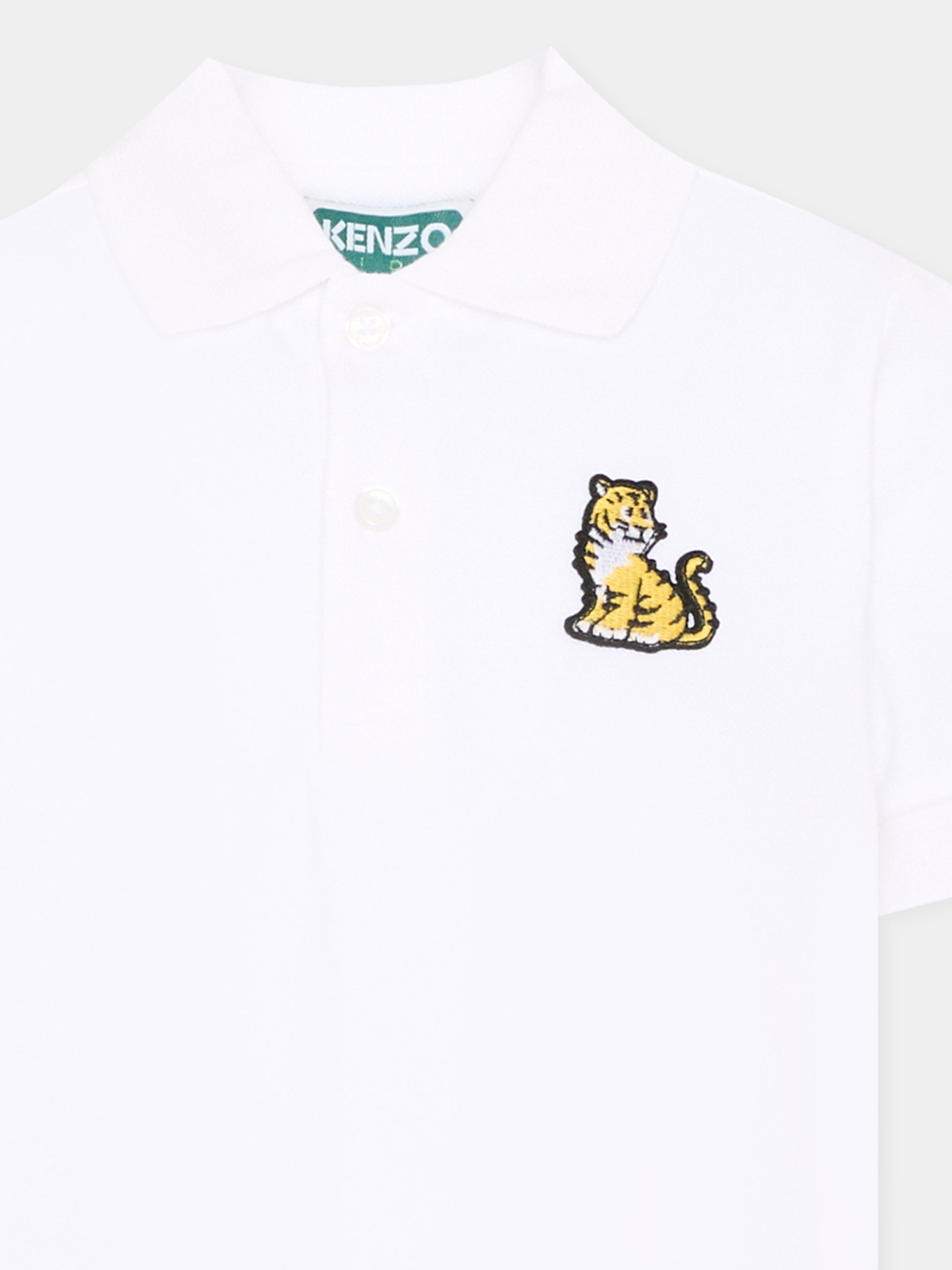 Polo bianca per bambini con tigre,Kenzo Kids,K61694 10P
