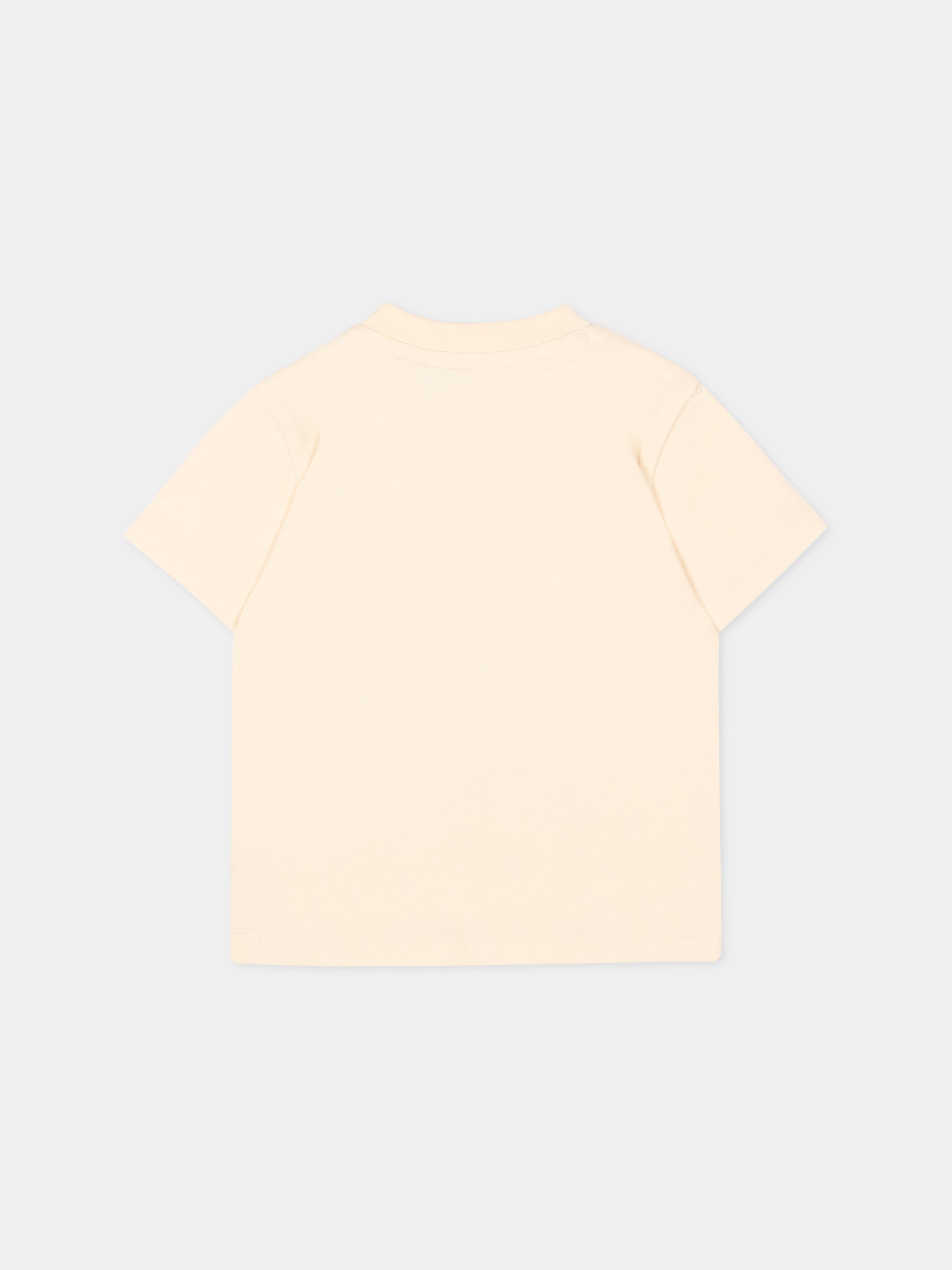 T-shirt beige per neonati con logo,Kenzo Kids,K61718 208