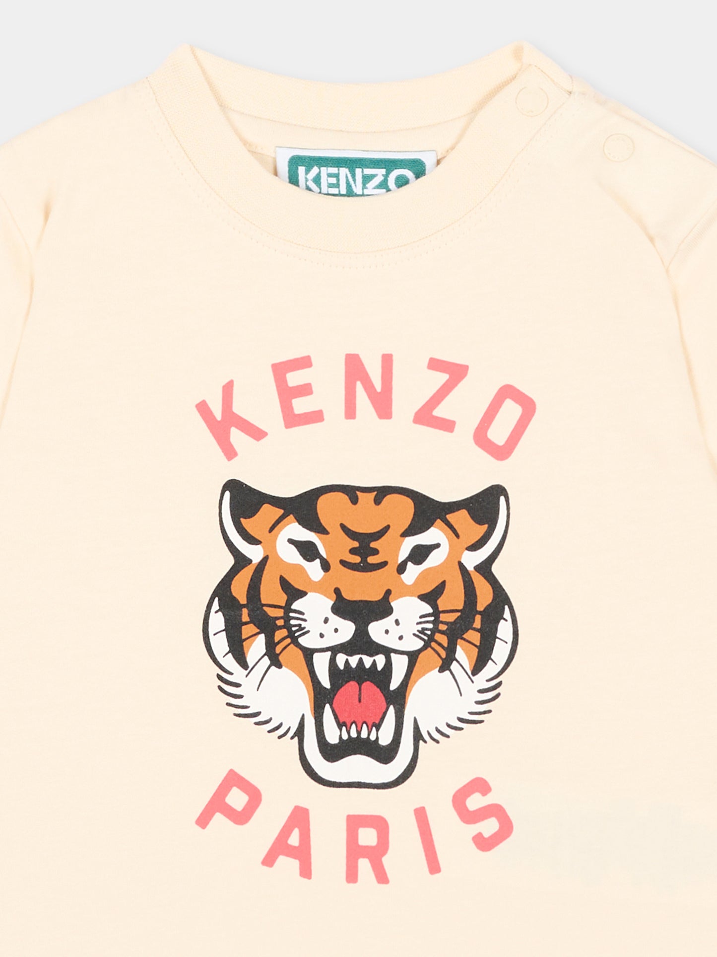 T-shirt beige per neonati con logo,Kenzo Kids,K61718 208