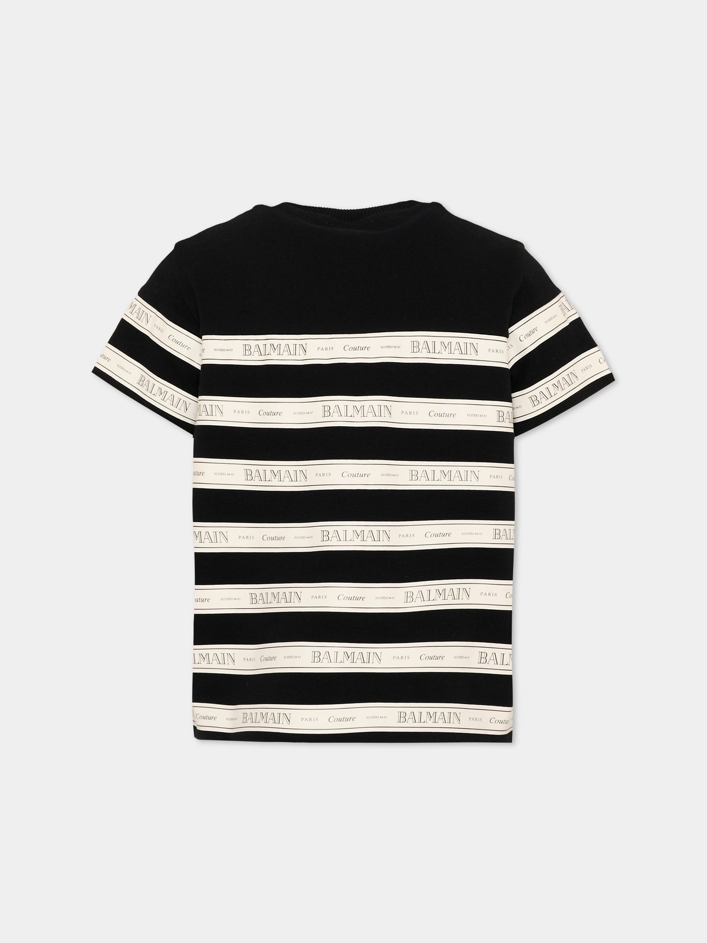 T-Shirt nera per bambini con logo,Balmain Kids,BX8P61-Z3349 930AV