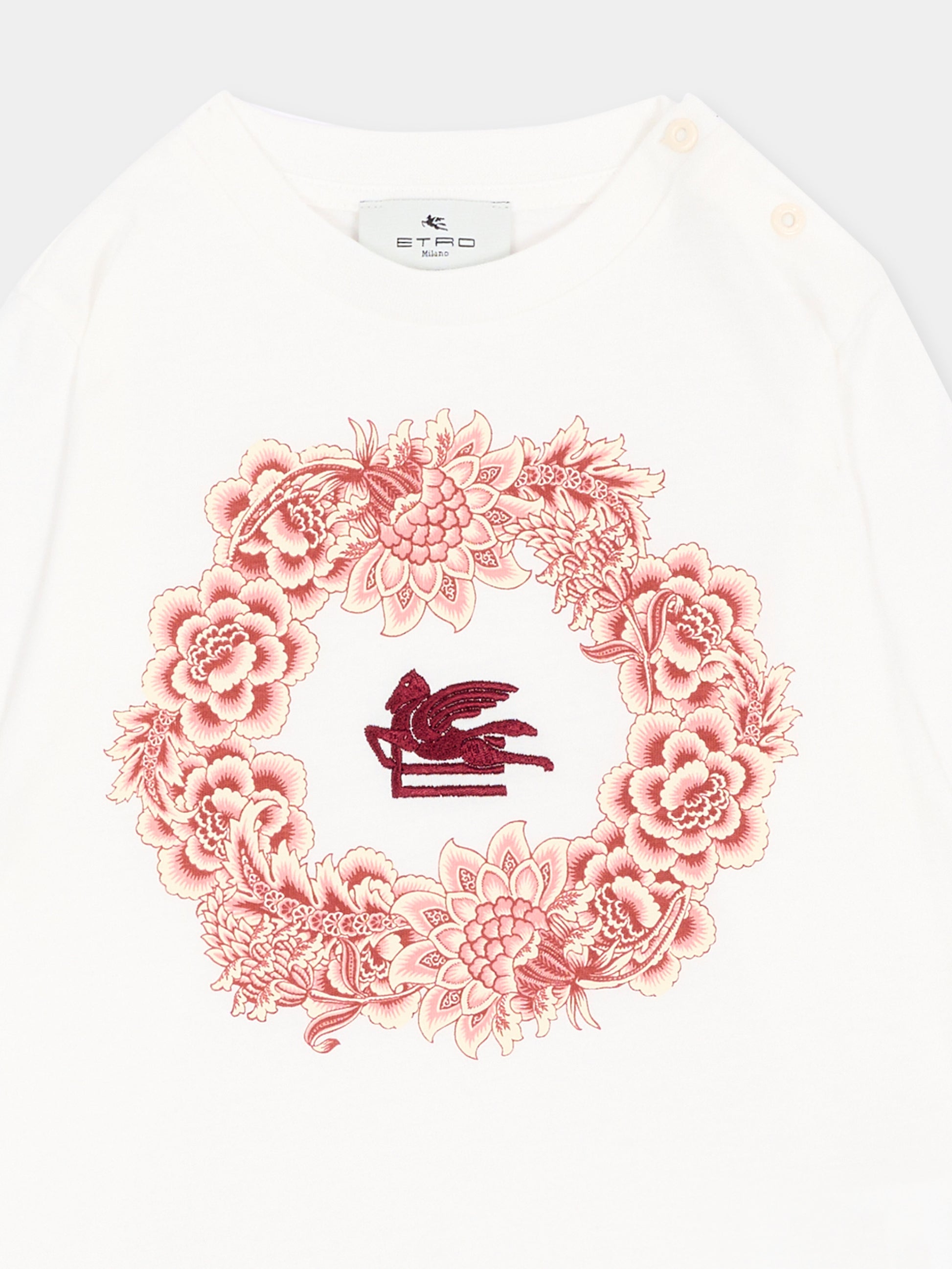 T-Shirt avorio per neonata con Pegaso,Etro,GX8000 Z3186 101RS