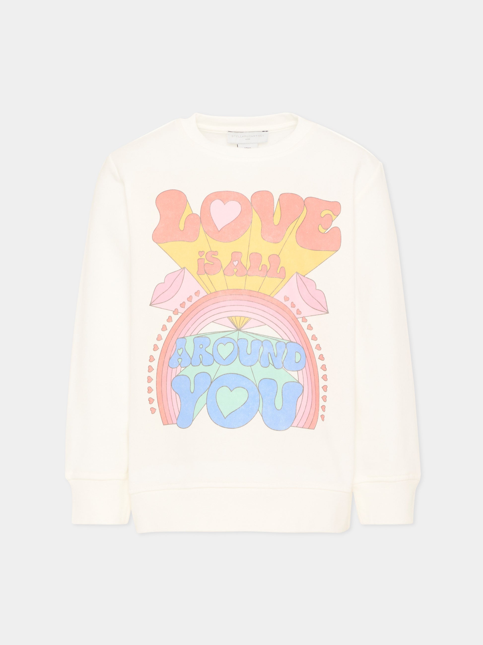 Felpa avorio per bambina con stampa,Stella Mccartney Kids,TX4C00 Z0453 101