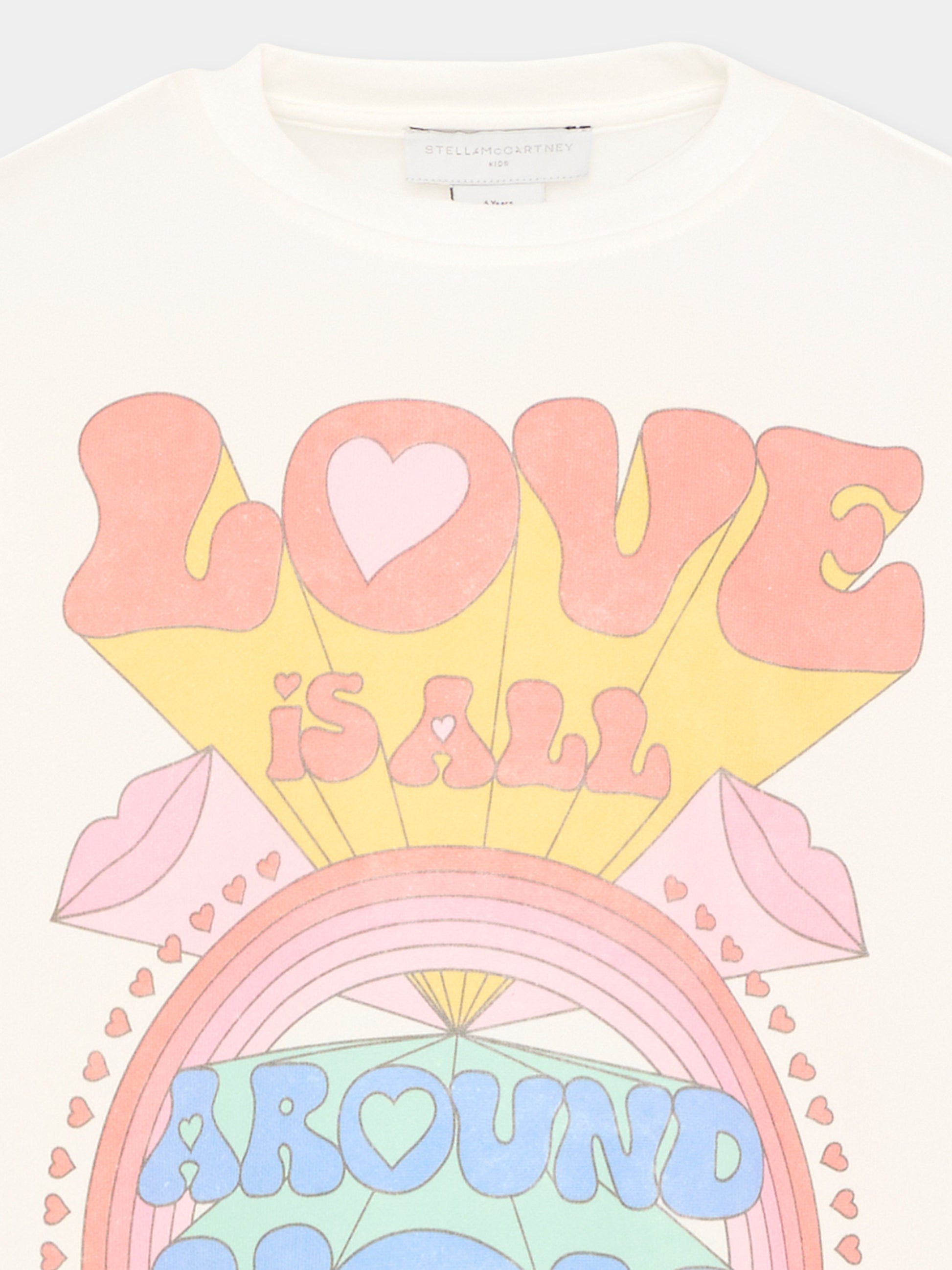 Felpa avorio per bambina con stampa,Stella Mccartney Kids,TX4C00 Z0453 101
