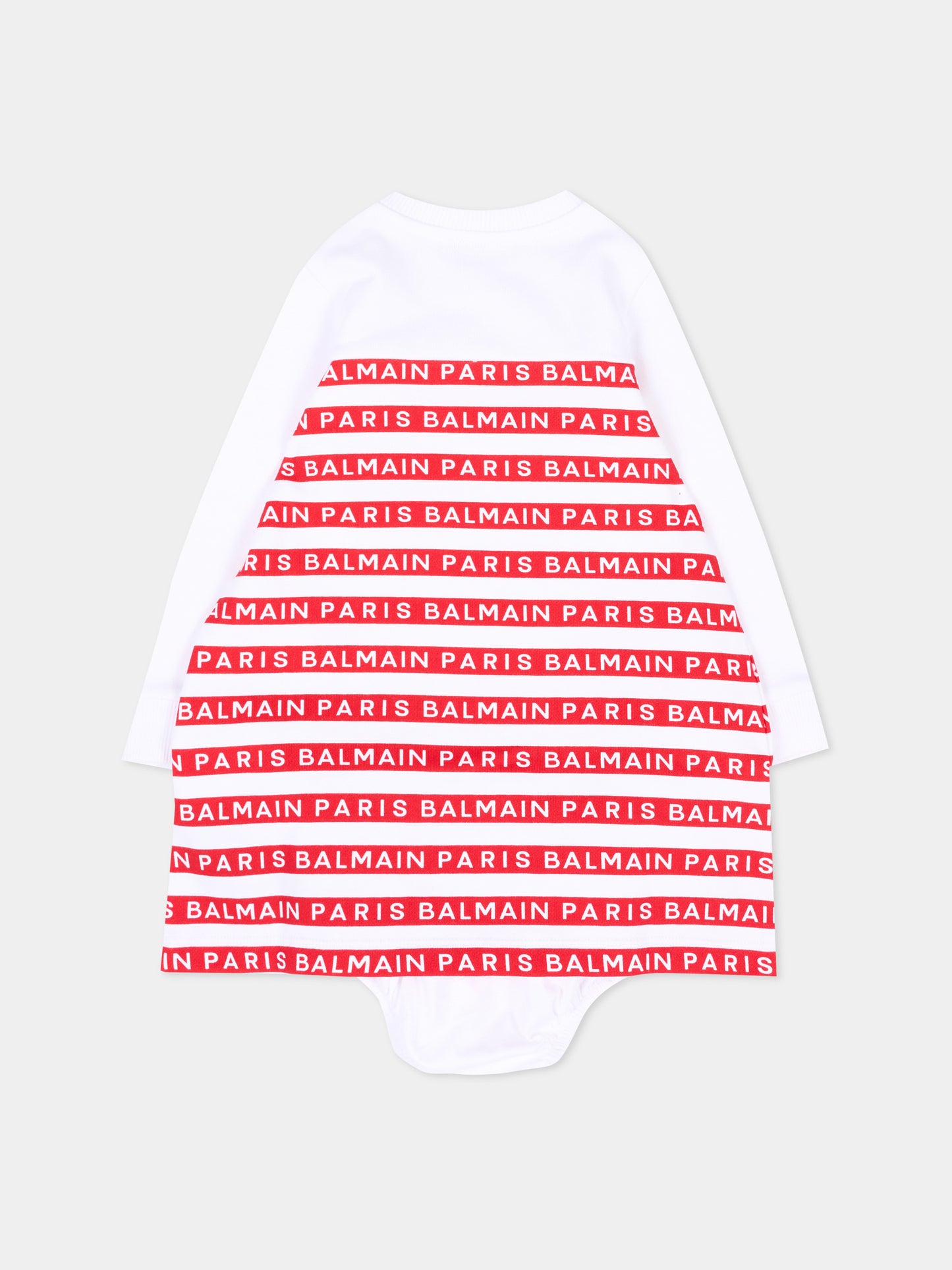 Vestito rosso per neonata con logo,Balmain Kids,BU1010 Z1909 100RO