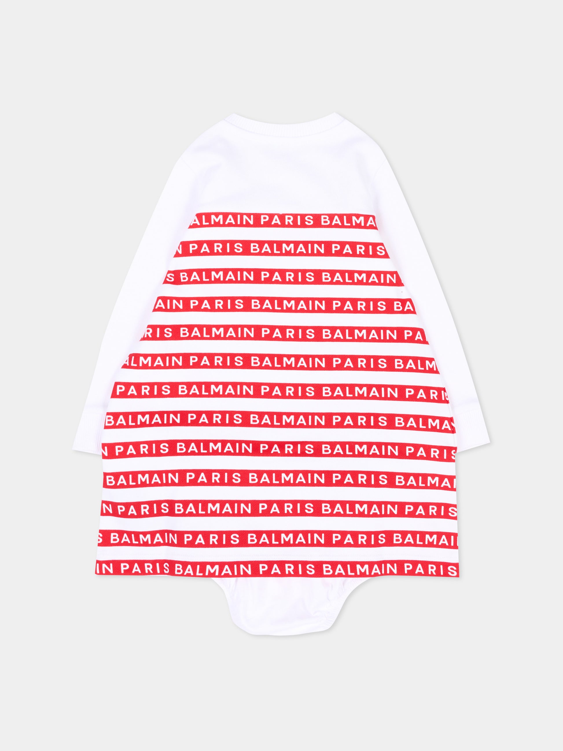 Vestito rosso per neonata con logo,Balmain Kids,BU1010 Z1909 100RO