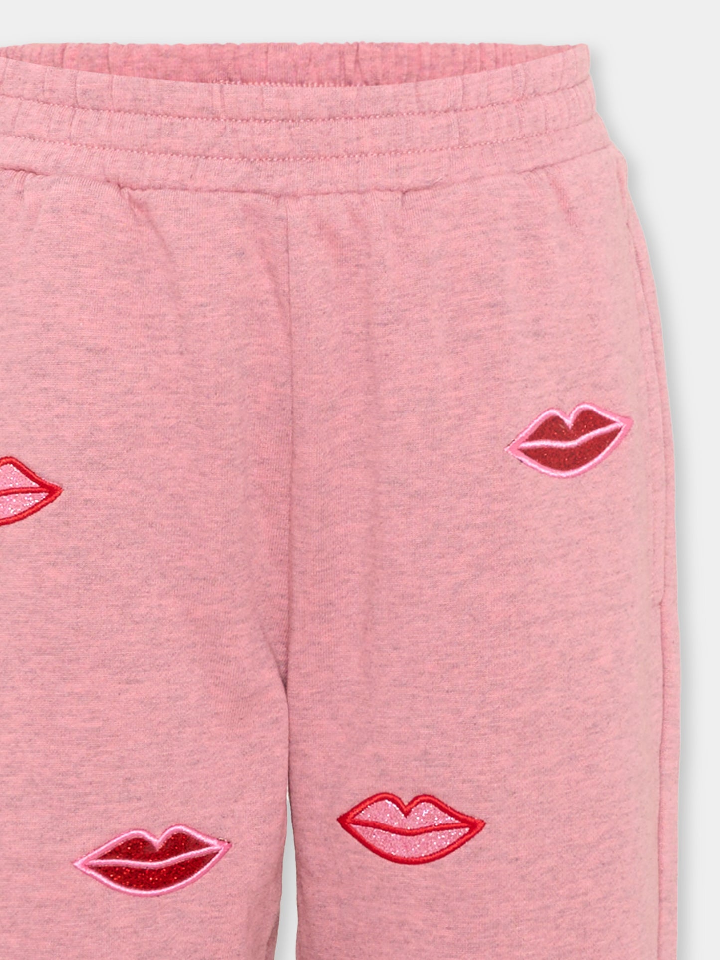 Pantaloni sportivi rosa per bambina con labbra,Stella Mccartney Kids,TX6C90 Z3061 883