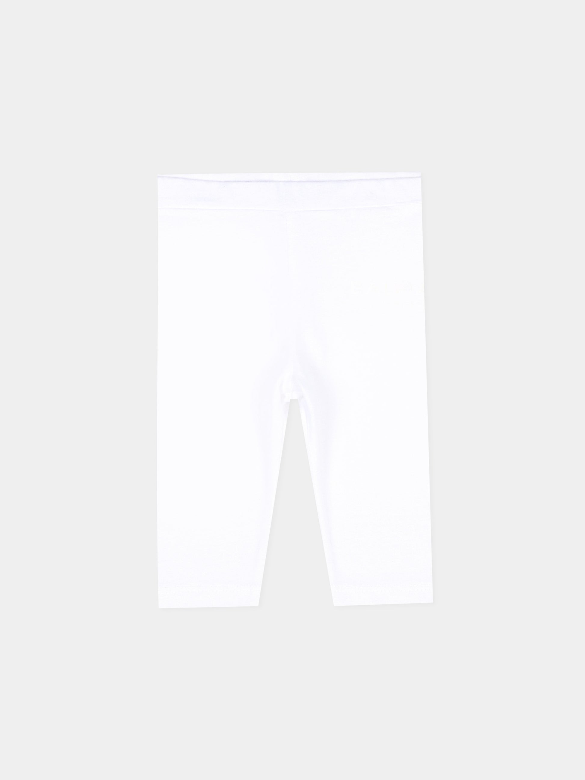 Leggings bianco per neonata con logo,Balmain Kids,BU6030 Z1883 100