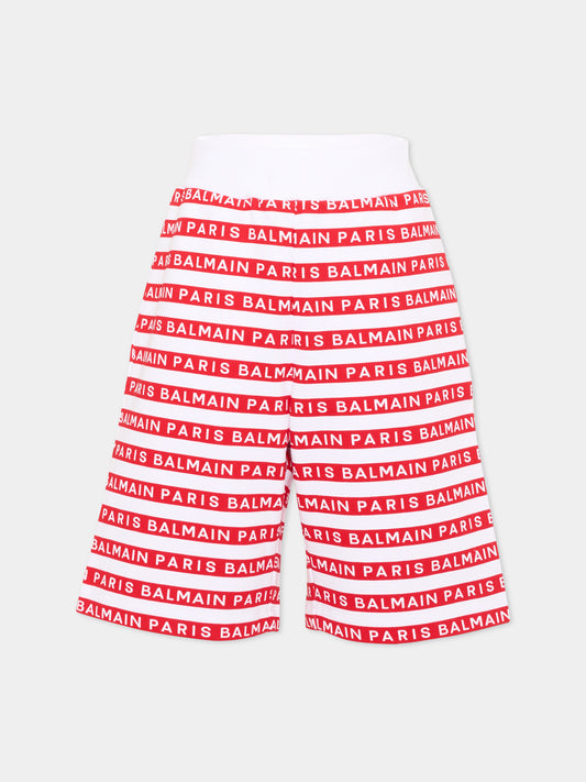 Shorts sportivi rossi per bambini con logo,Balmain Kids,BU6P99 Z1909 100RO