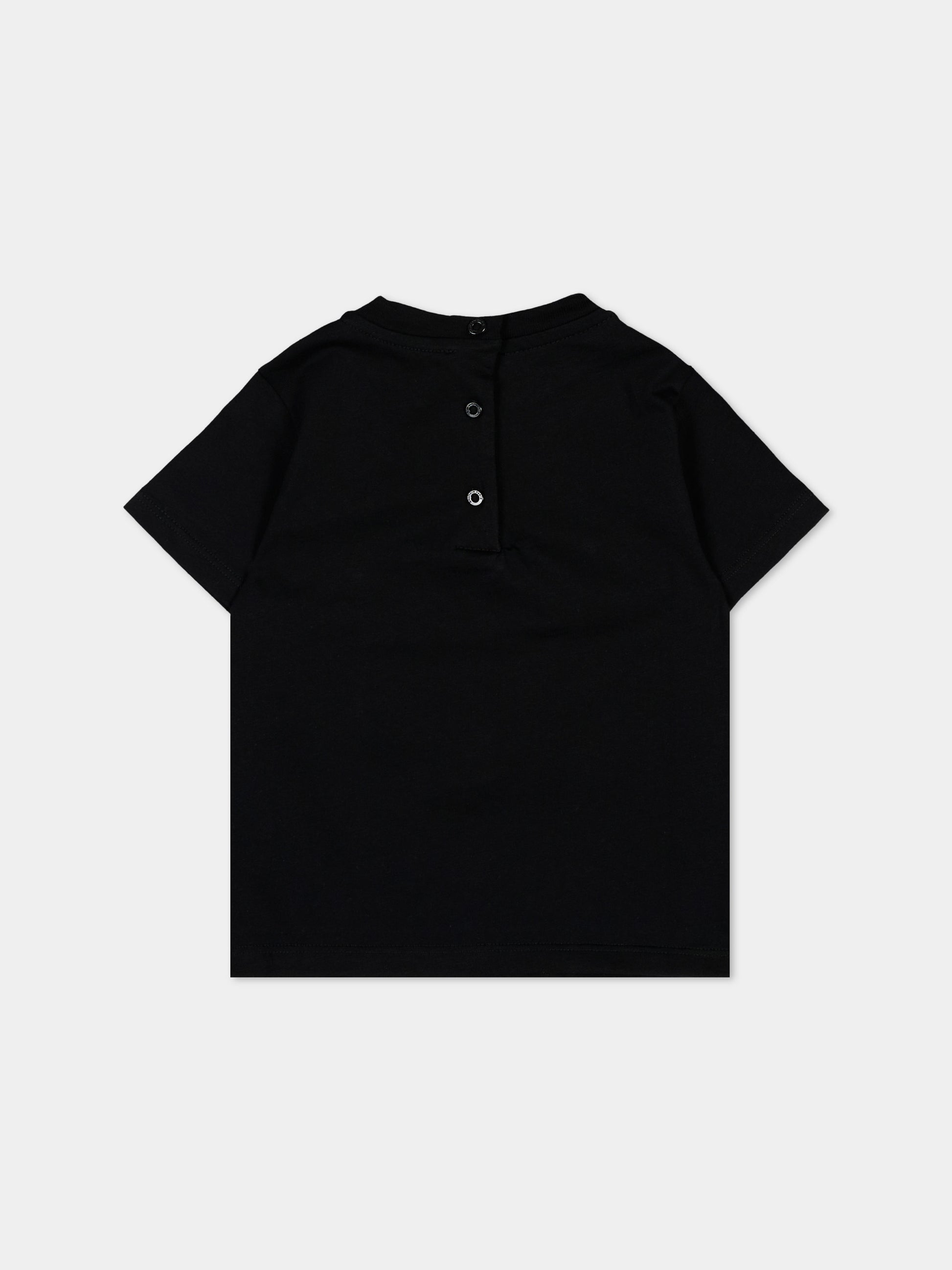 T-Shirt nera per neonati con logo,Balmain Kids,BV8591 Z0082 930BC