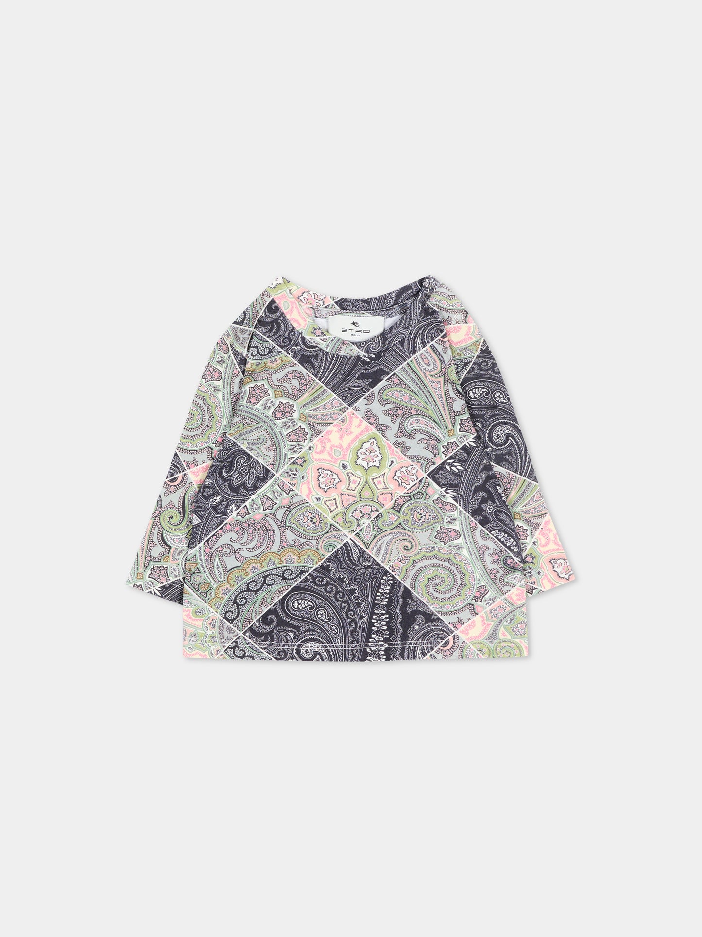 T-shirt multicolor per neonata con stampa paisley,Etro,GV8050 Z2417 621MC