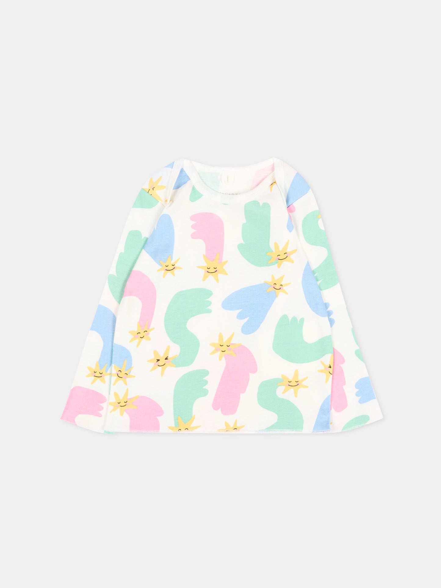 T-Shirt avorio per neonata con stelle,Stella Mccartney Kids,TV8110 Z2272 101MC