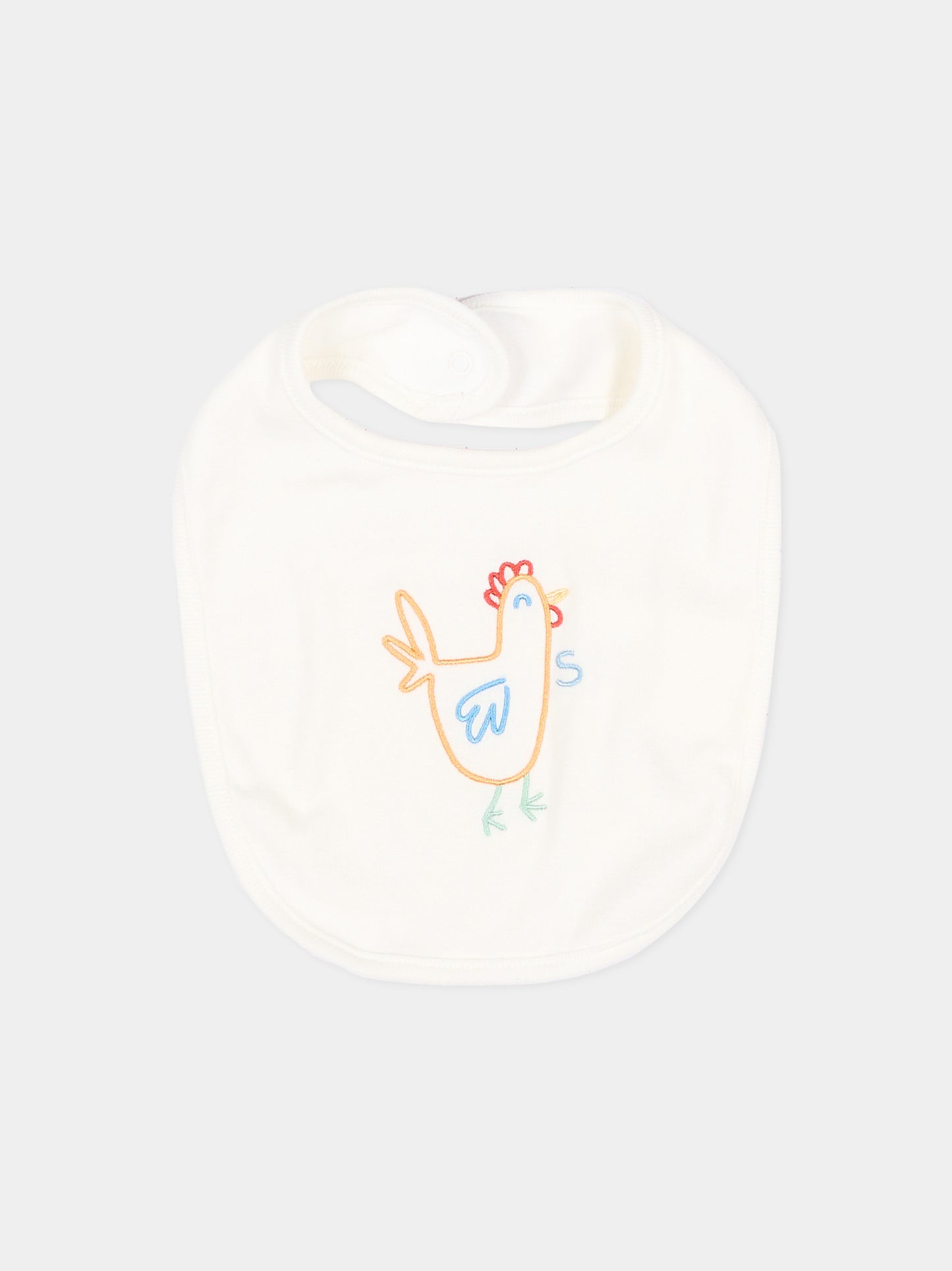 Bavaglino avorio per neonato con ricami,Stella Mccartney Kids,TVB630 Z0669 101