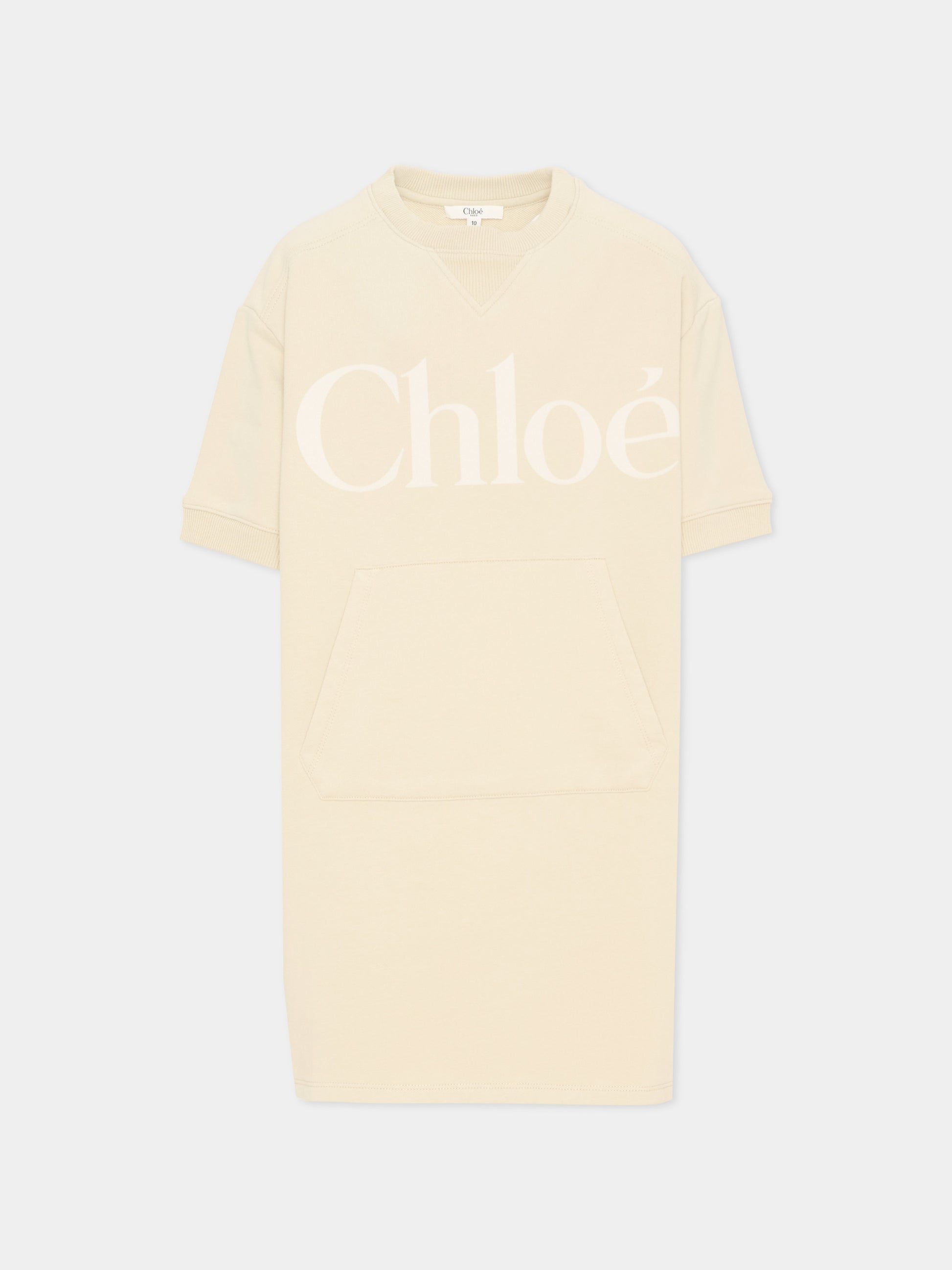 Vestito beige per bambina con logo,Chloé Kids,C21230 72J