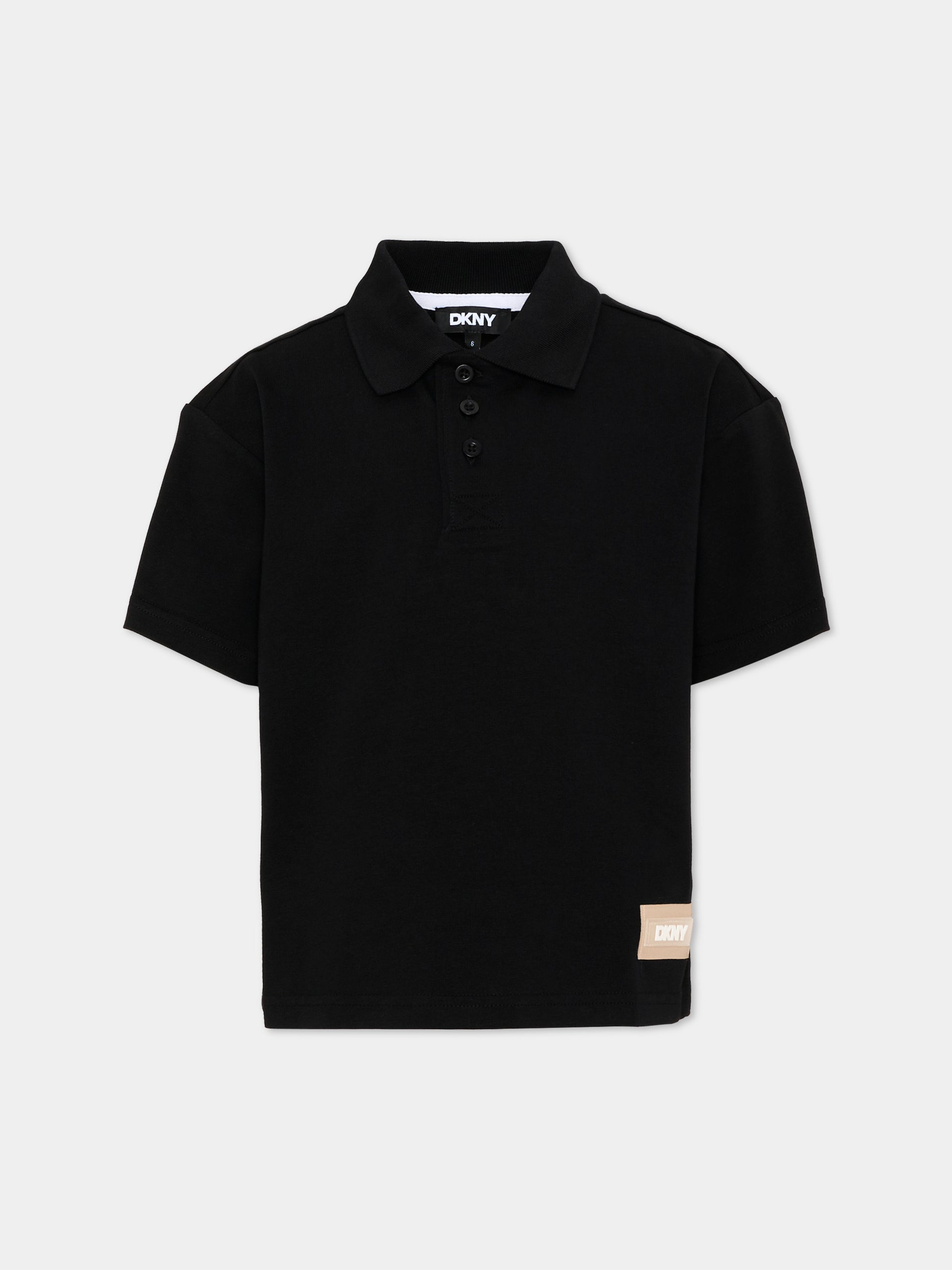 Polo nera per bambino con logo,Dkny,D62534 09B