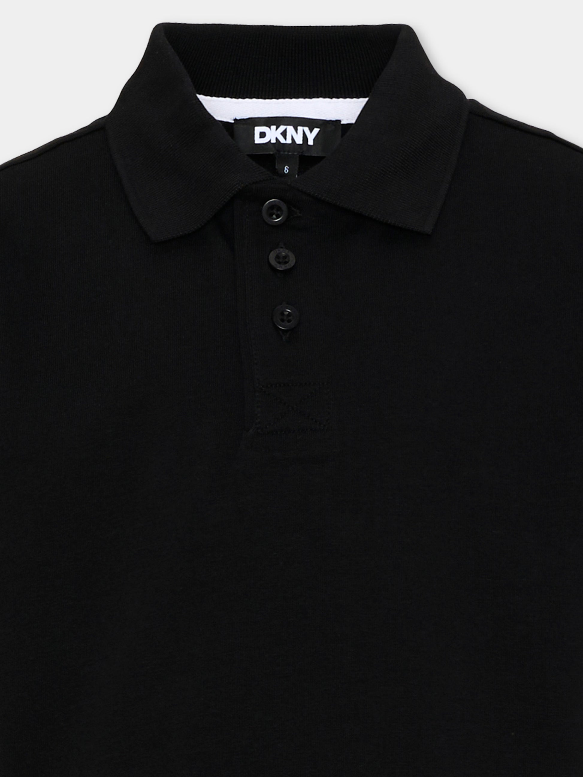 Polo nera per bambino con logo,Dkny,D62534 09B