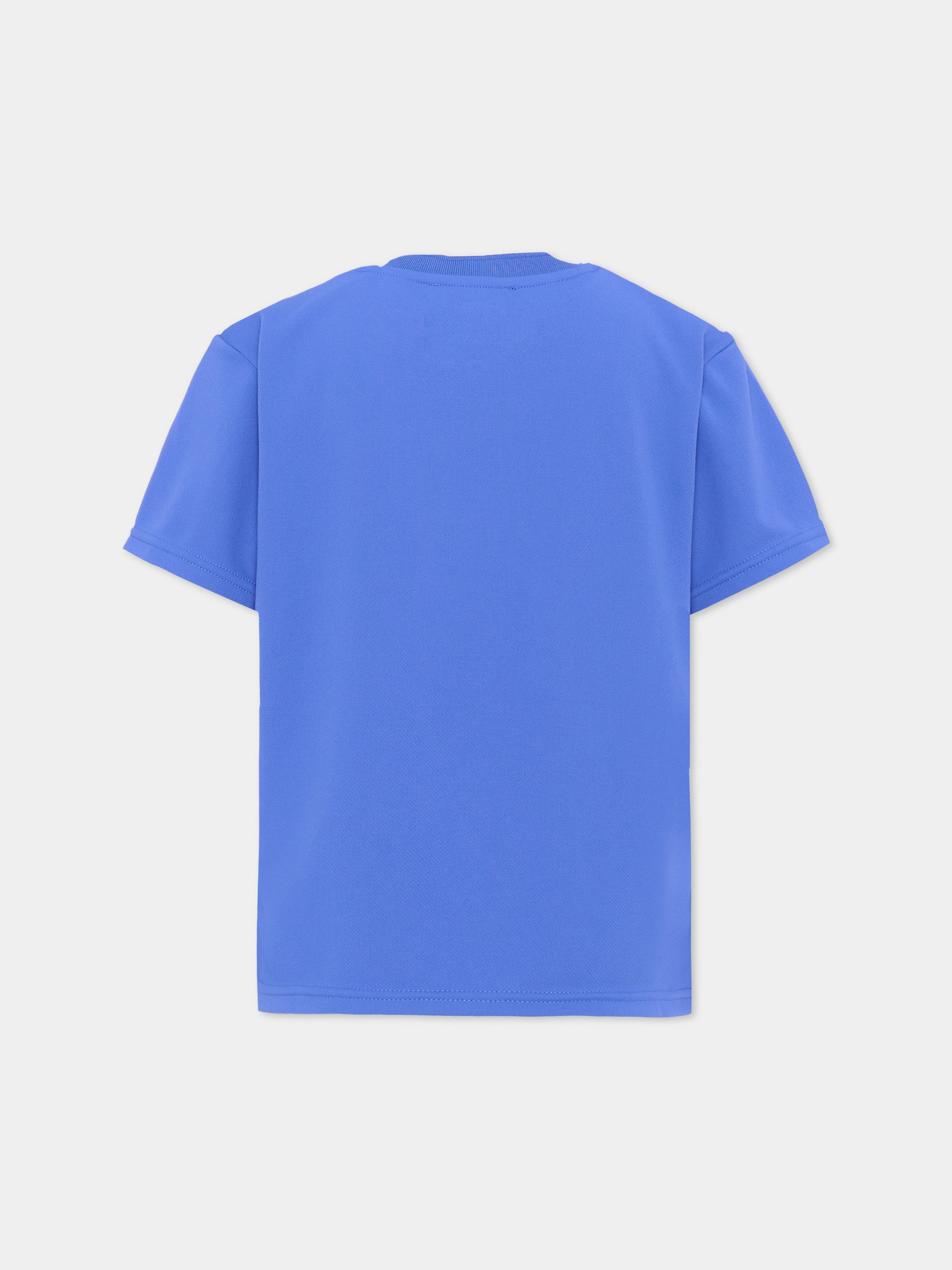 T-Shirt blu per bambino con logo,Dkny,D62540 813