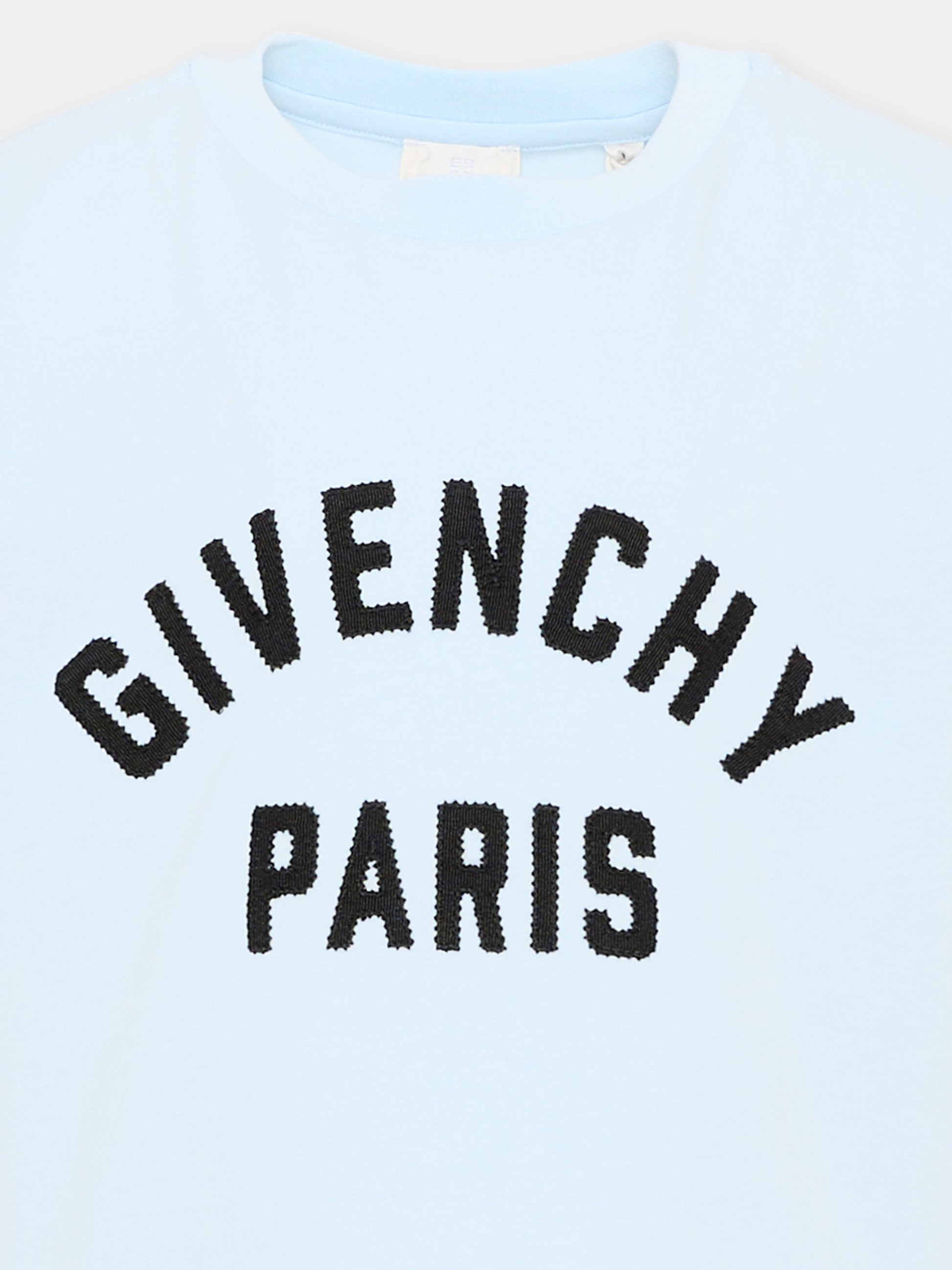T-shirt celeste per bambini con logo,Givenchy Kids,H31109 77L