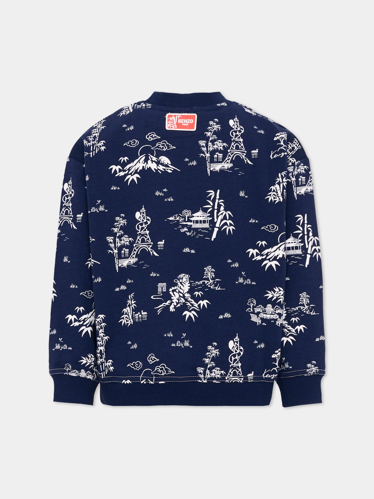 Felpa blu per bambino con patch logo,Kenzo Kids,K61658 84N