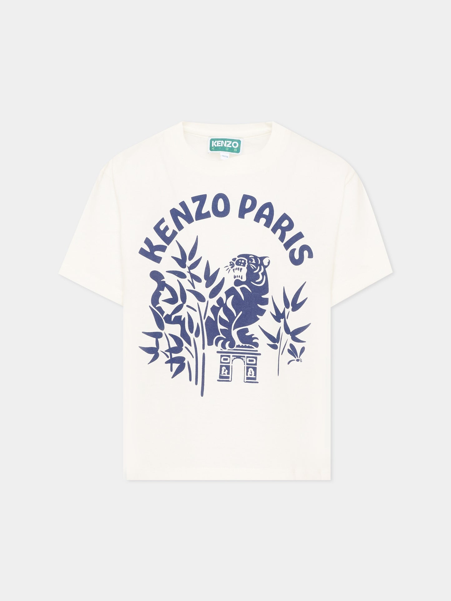 T-Shirt avorio per bambino con logo,Kenzo Kids,K61697 117