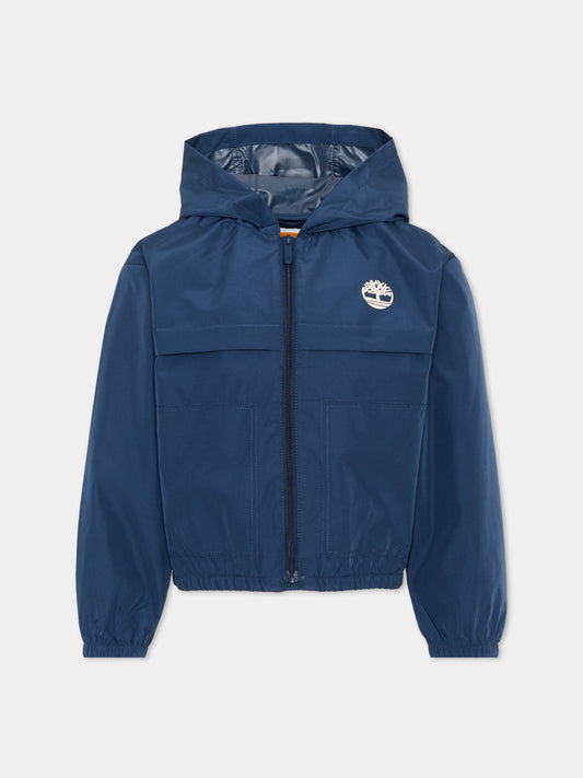 Giacche a vento blu per bambino con logo,Timberland,T60826 805