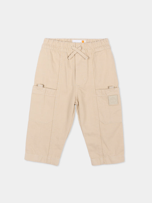 Pantalone beige per neonato con logo,Timberland,T60871 192