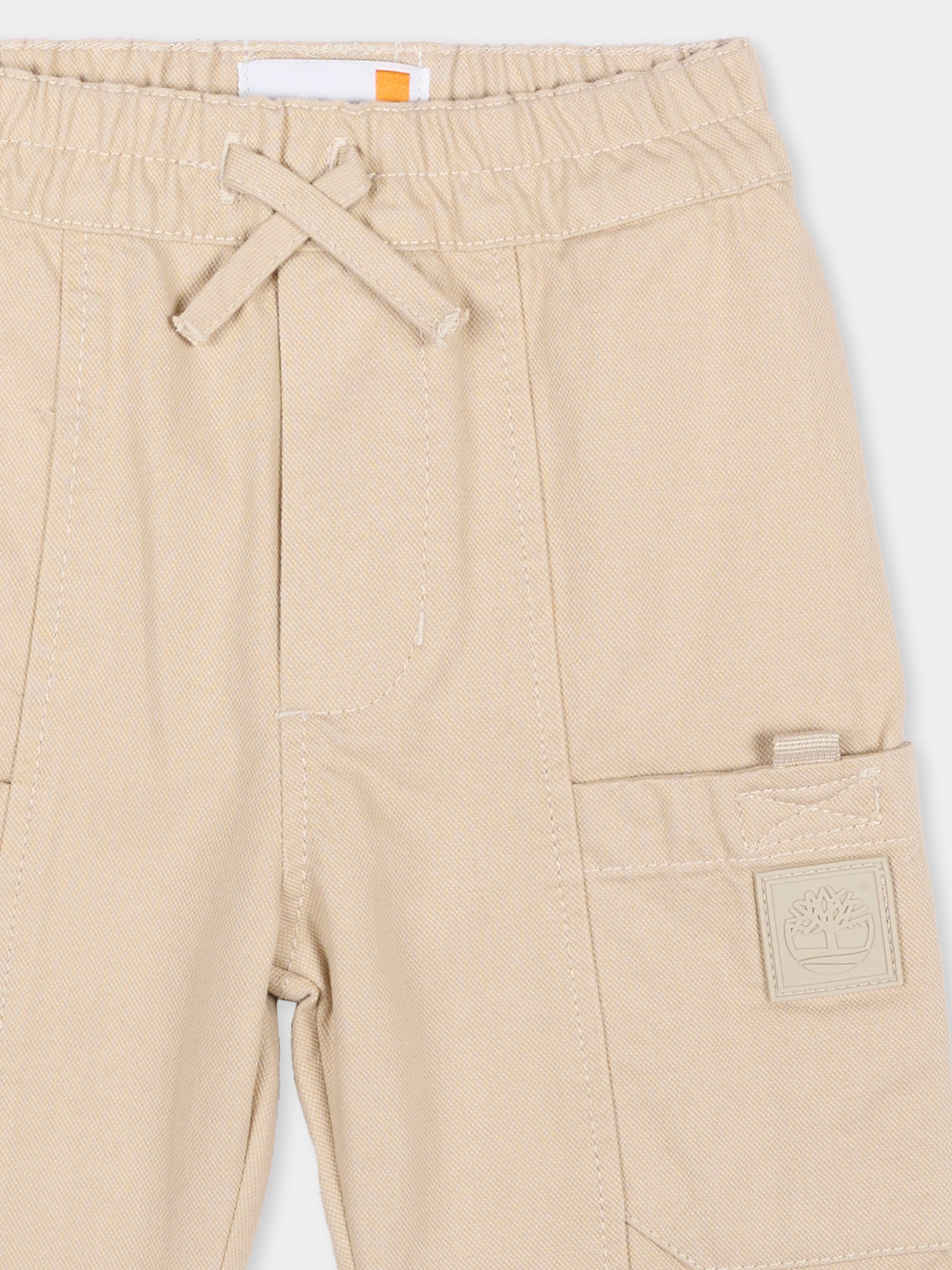 Pantalone beige per neonato con logo,Timberland,T60871 192