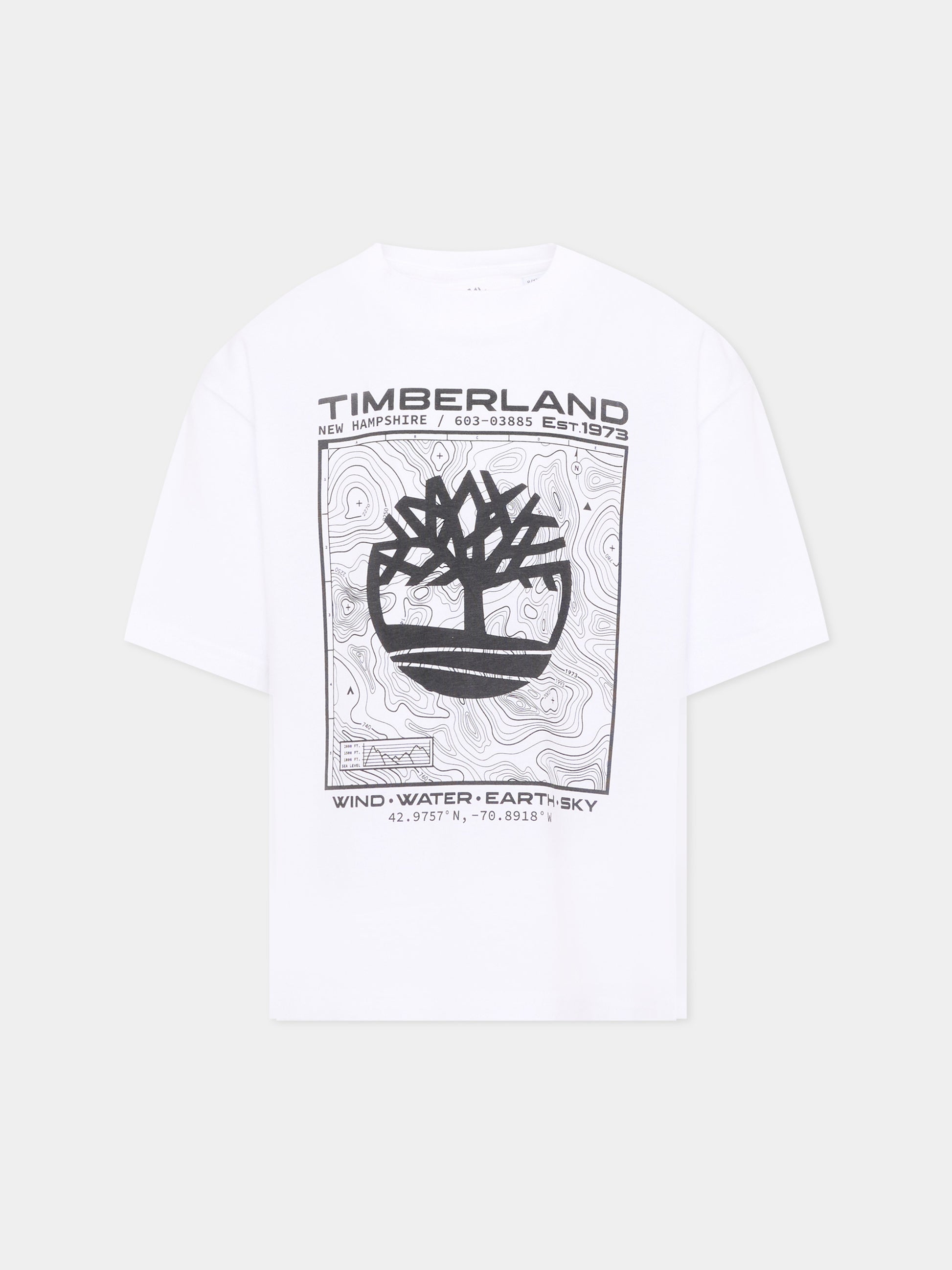 T-shirt bianca per bambino con logo,Timberland,T60794 10P